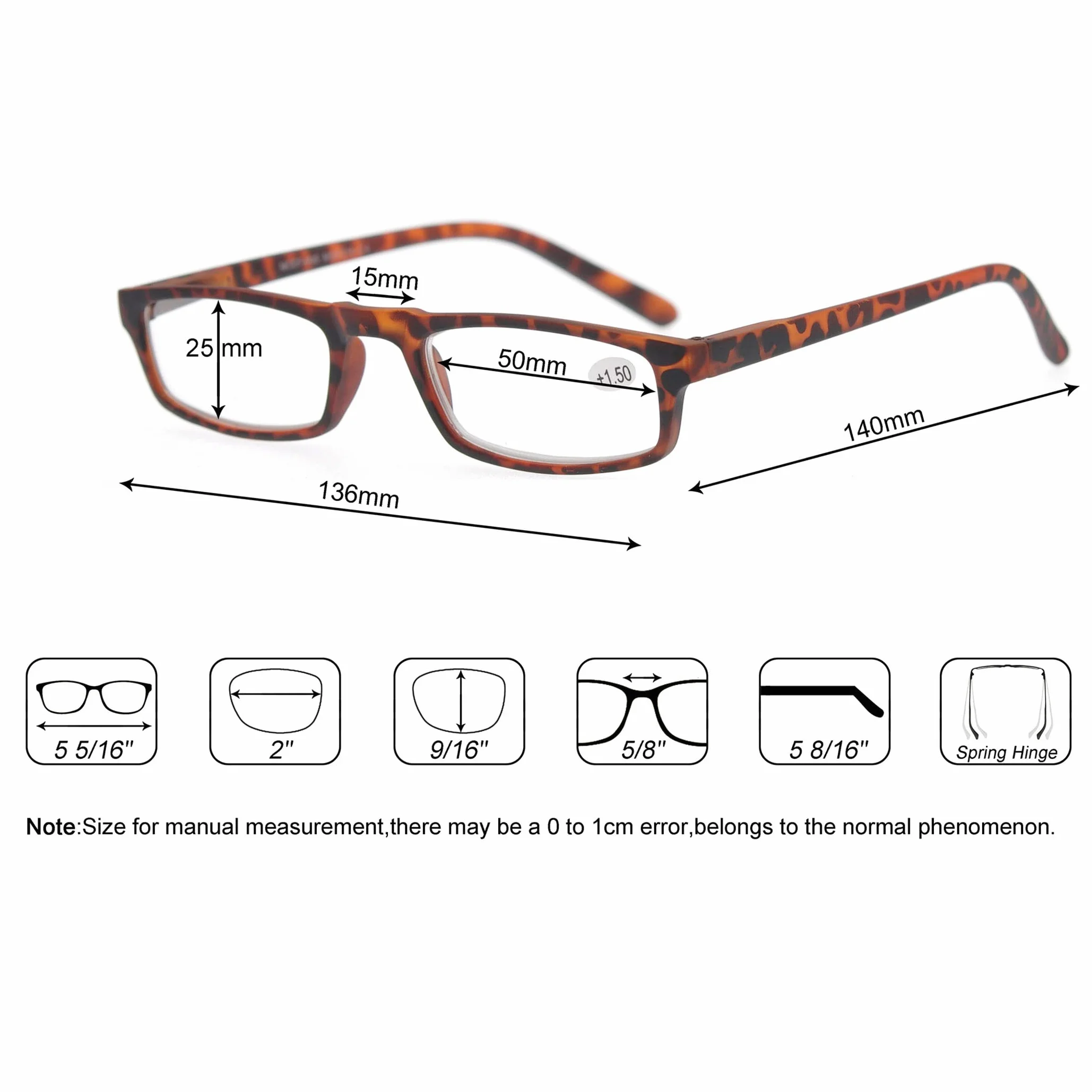 MODFANS Pack de 4 Gafas de Lectura para Hombre Mujer Lente Clara Visión Clara Negro Azul Marrón Amarillo