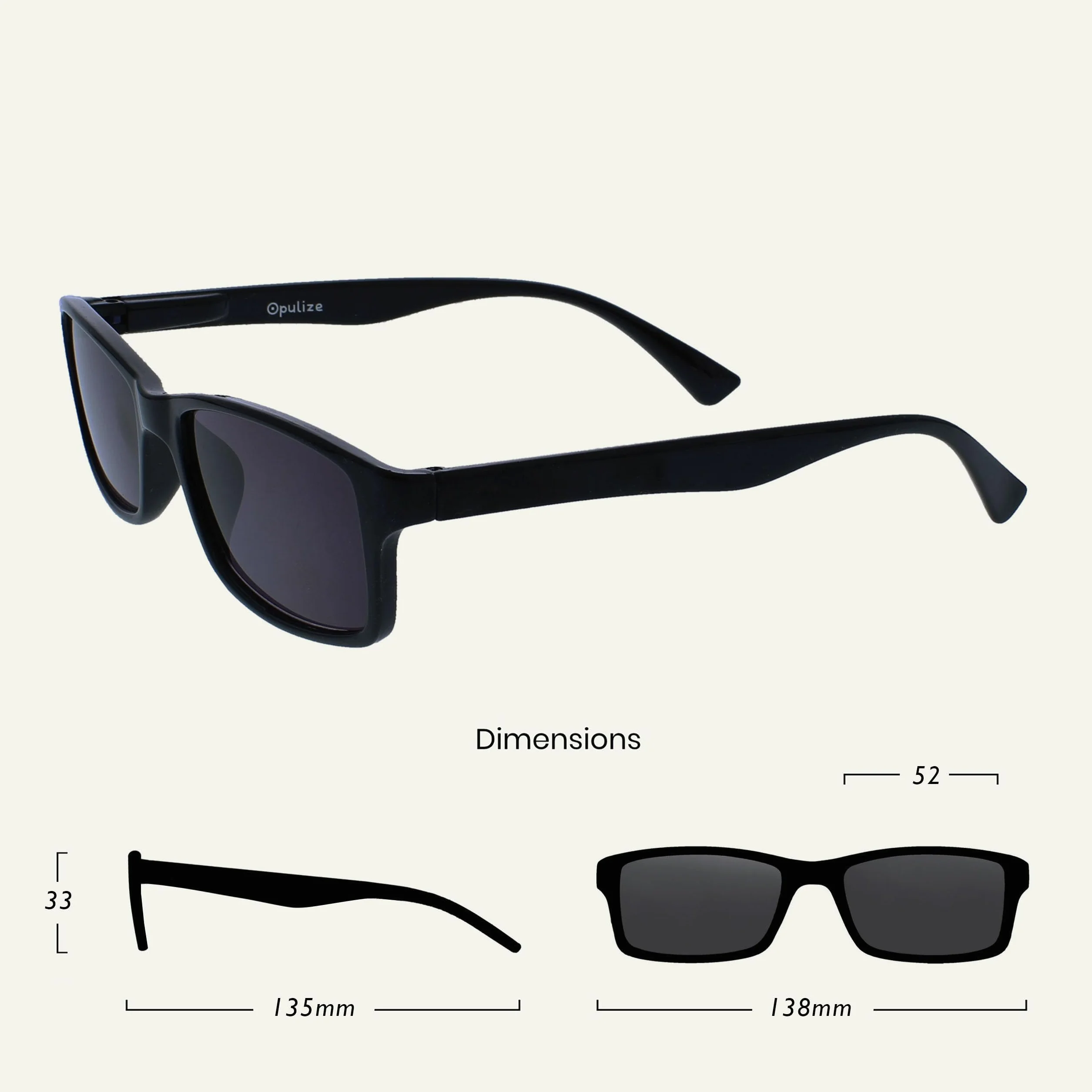 OPULIZE Gafas De Lectura Negro UV400 Estilo Diseñador +2,00