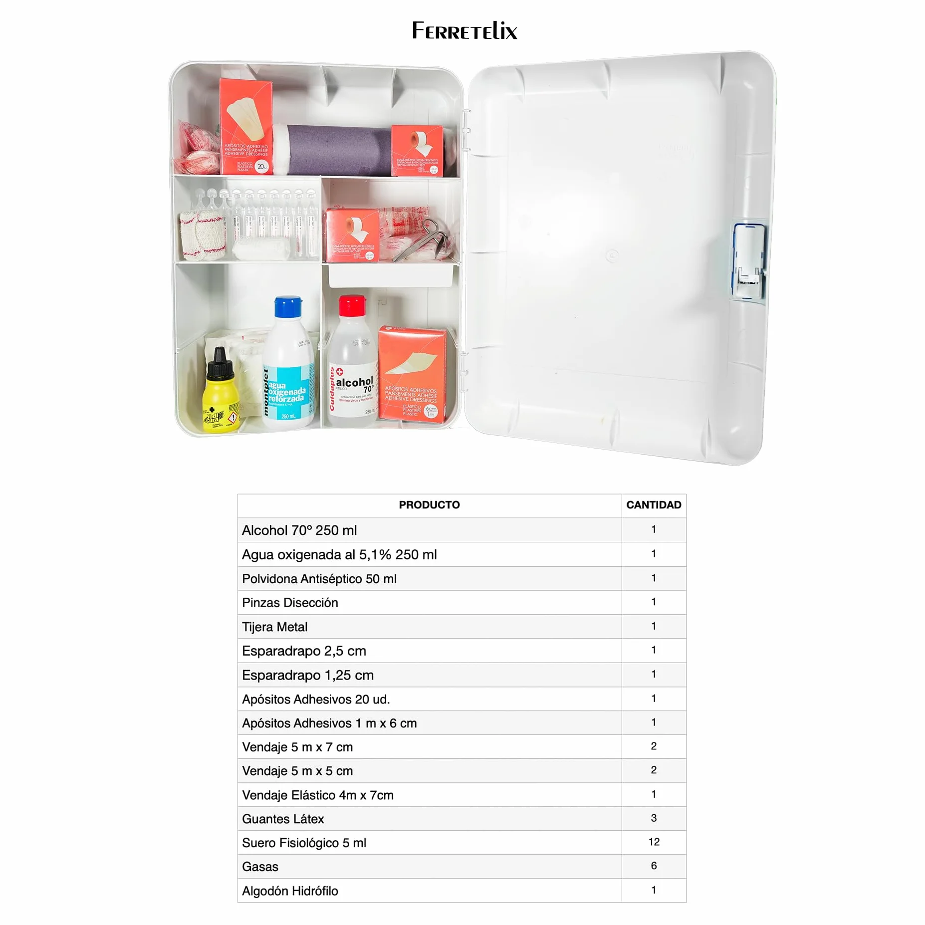 Ferretelix® Botiquín Primeros Auxilios Armario 40x32x18 cm Homologado