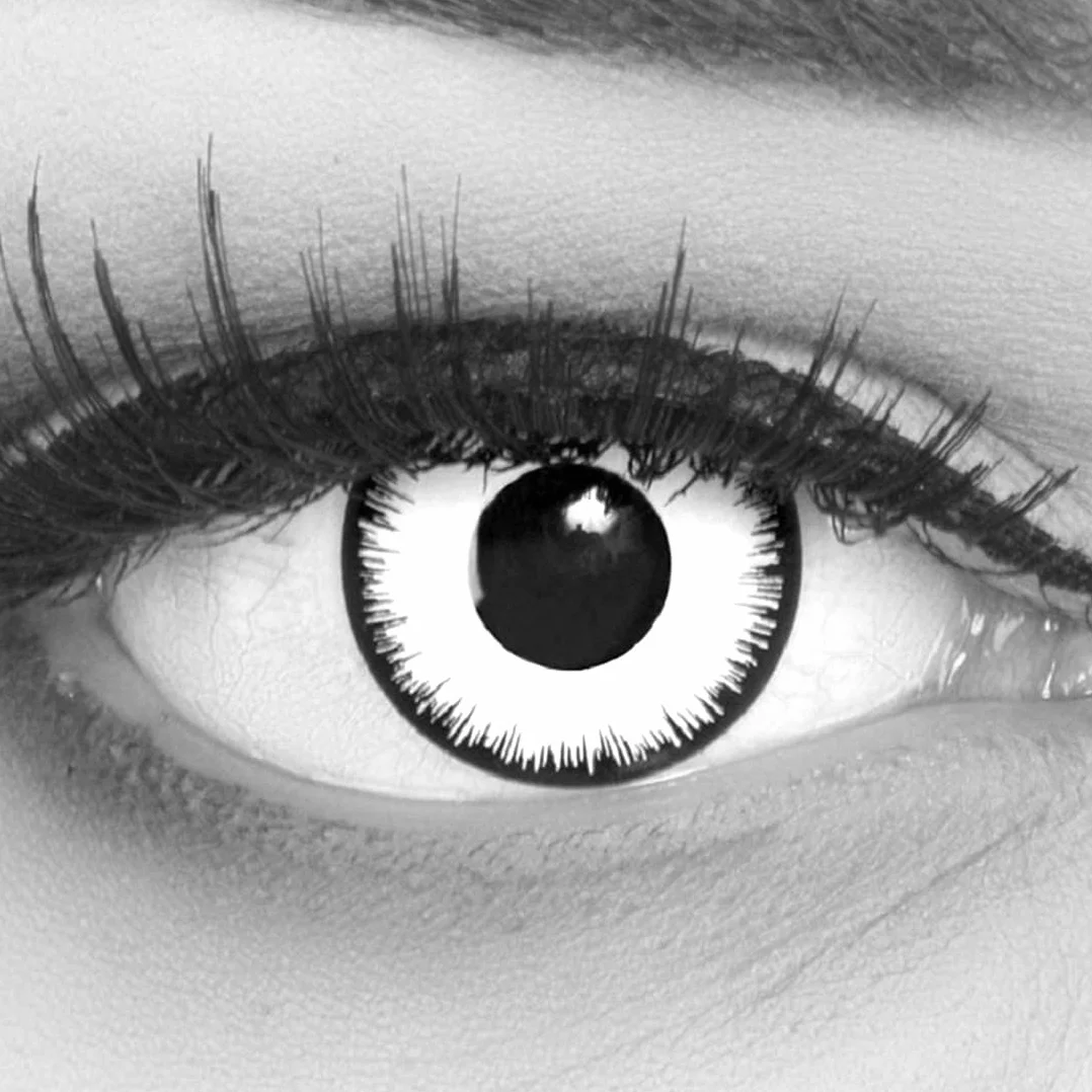 Lentillas de color blancas negro Lunatic 1 par sin graduación Halloween cosplay