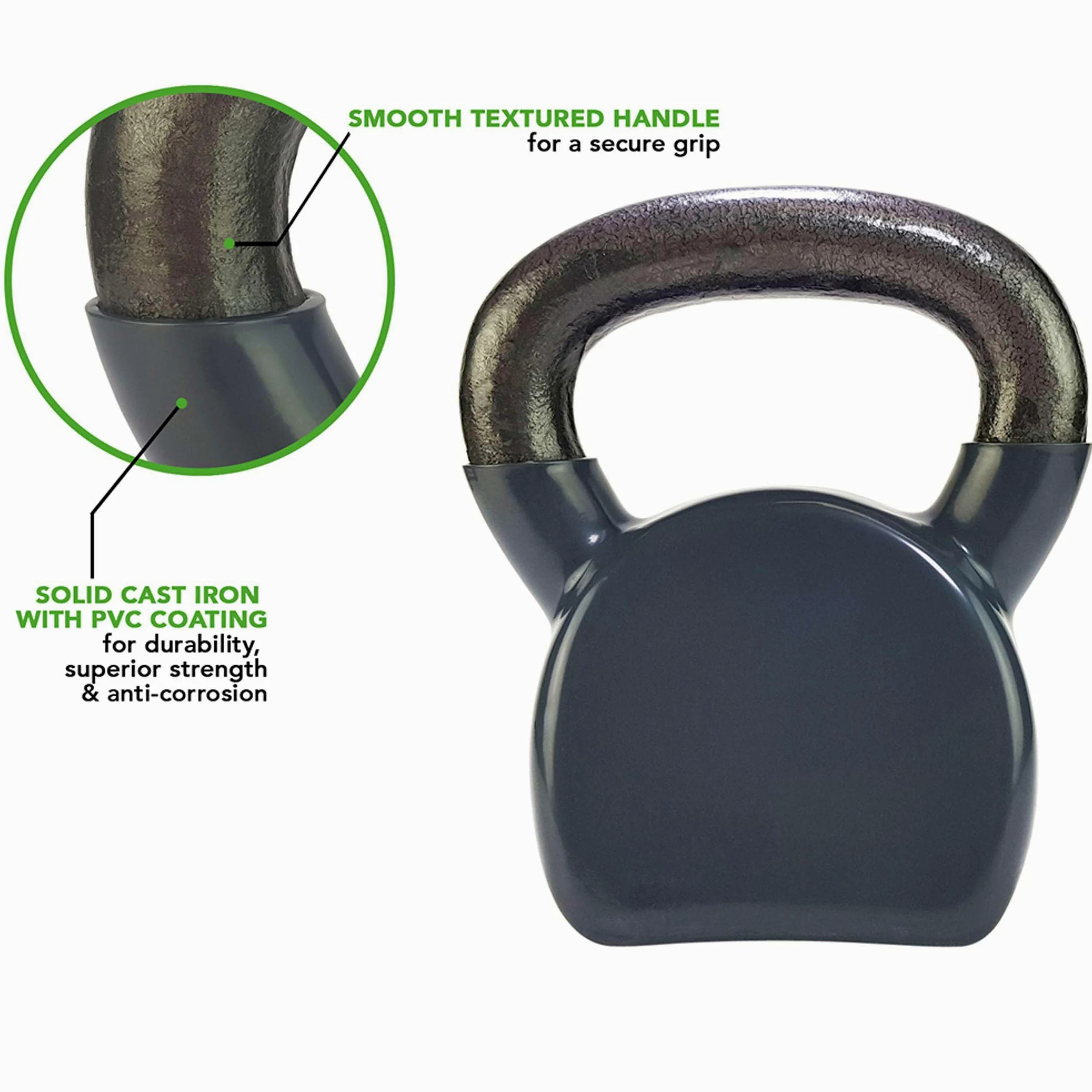 Tunturi Kettlebells Pesa Rusa Vinilo 14kg, Gris, Unisex Adulto, Grey, 1
