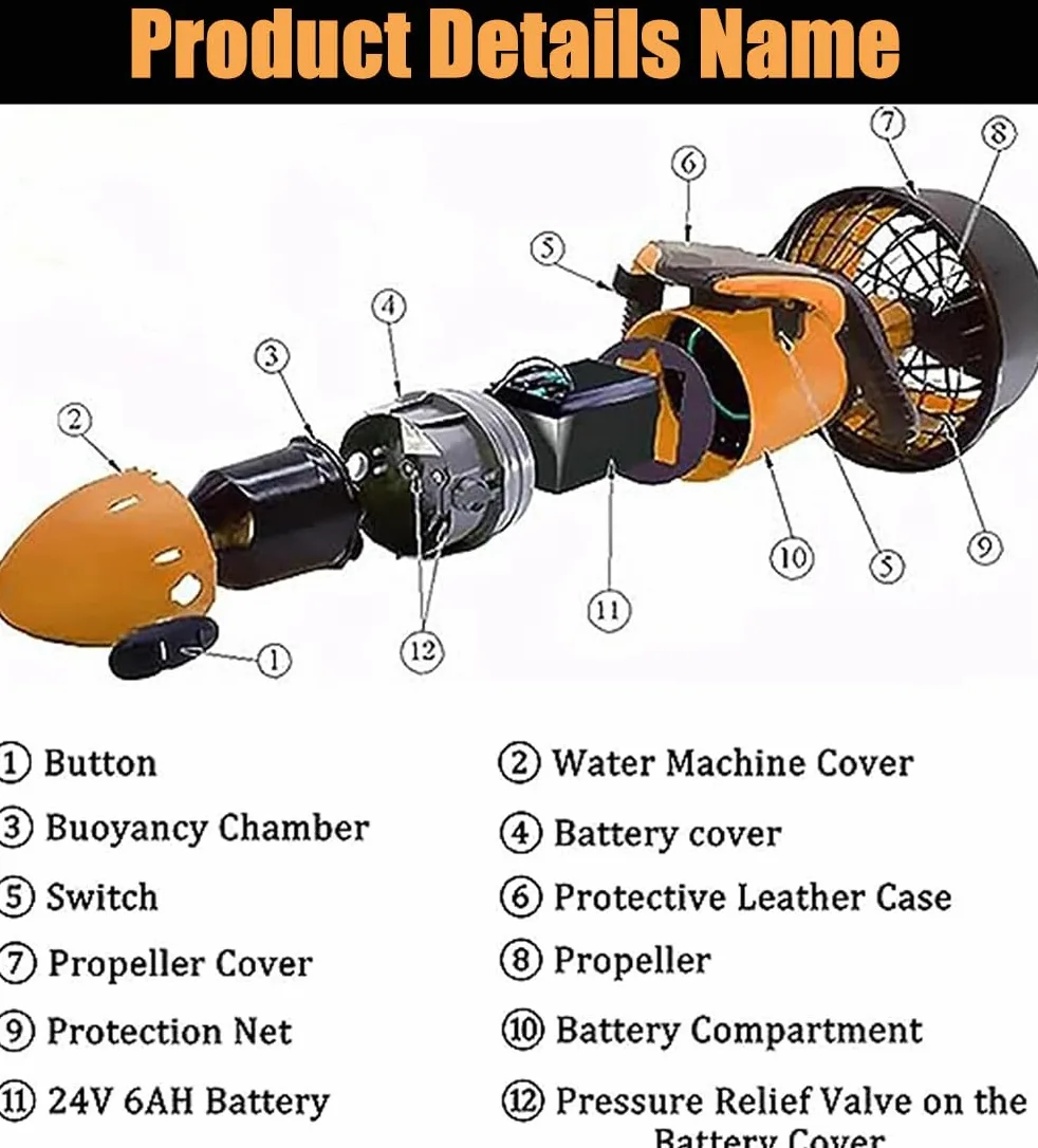 Scooter Submarino Scooter Subacuático Inteligente De Doble Velocidad Impermeable para Piscina y Tabla de Surf a presión Equipo de Piscina de Aventuras