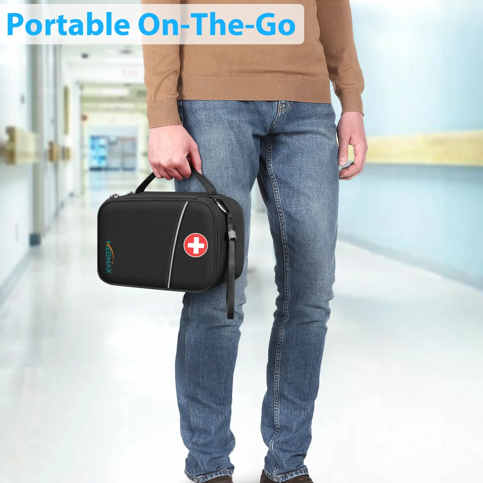 MEDMAX Enfriador Bolsa de Insulina 4 Paquetes de Hielo, Organizador de Medicamentos Aislado Estuche, Negro