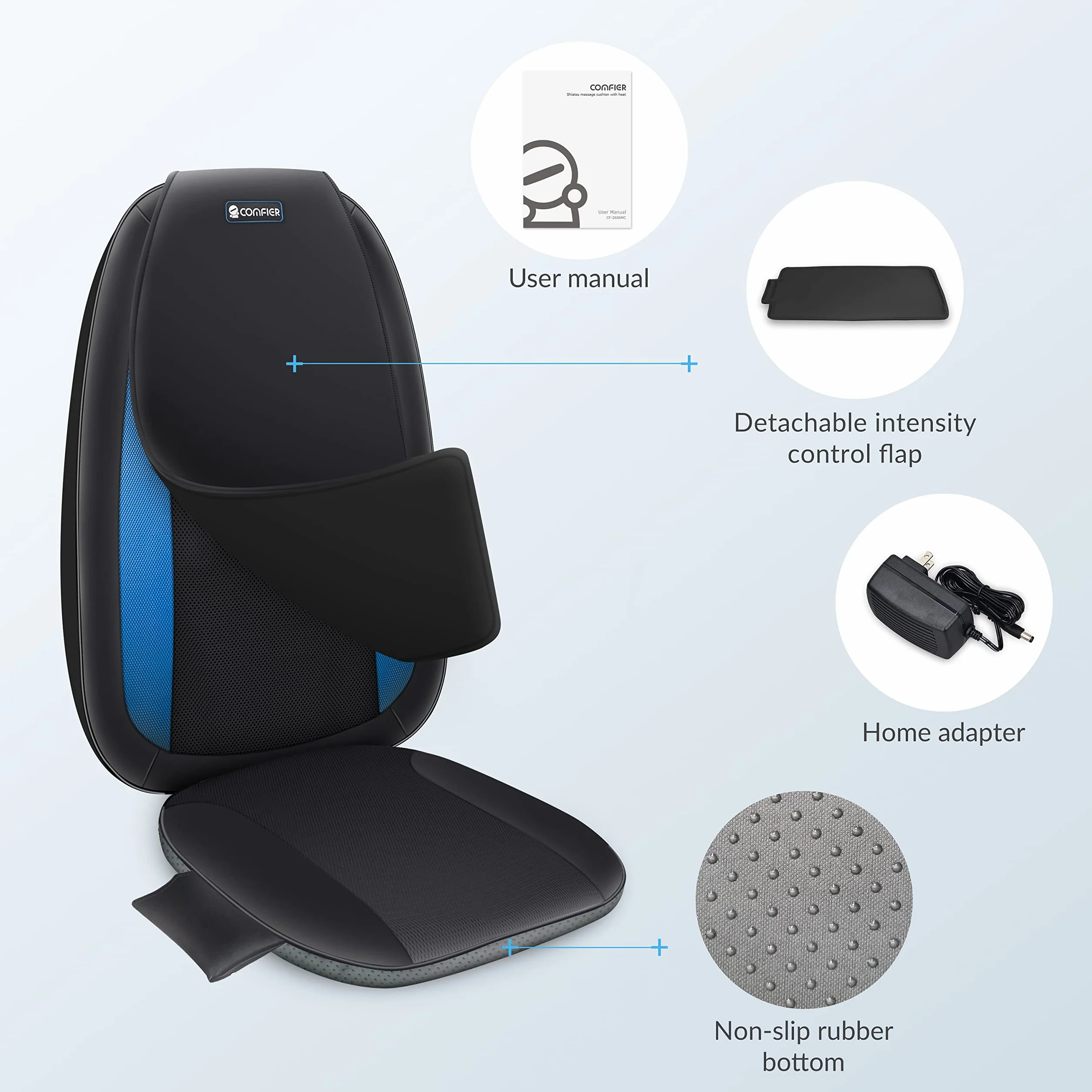COMFIER cojín de masaje con calor para asiento y espalda