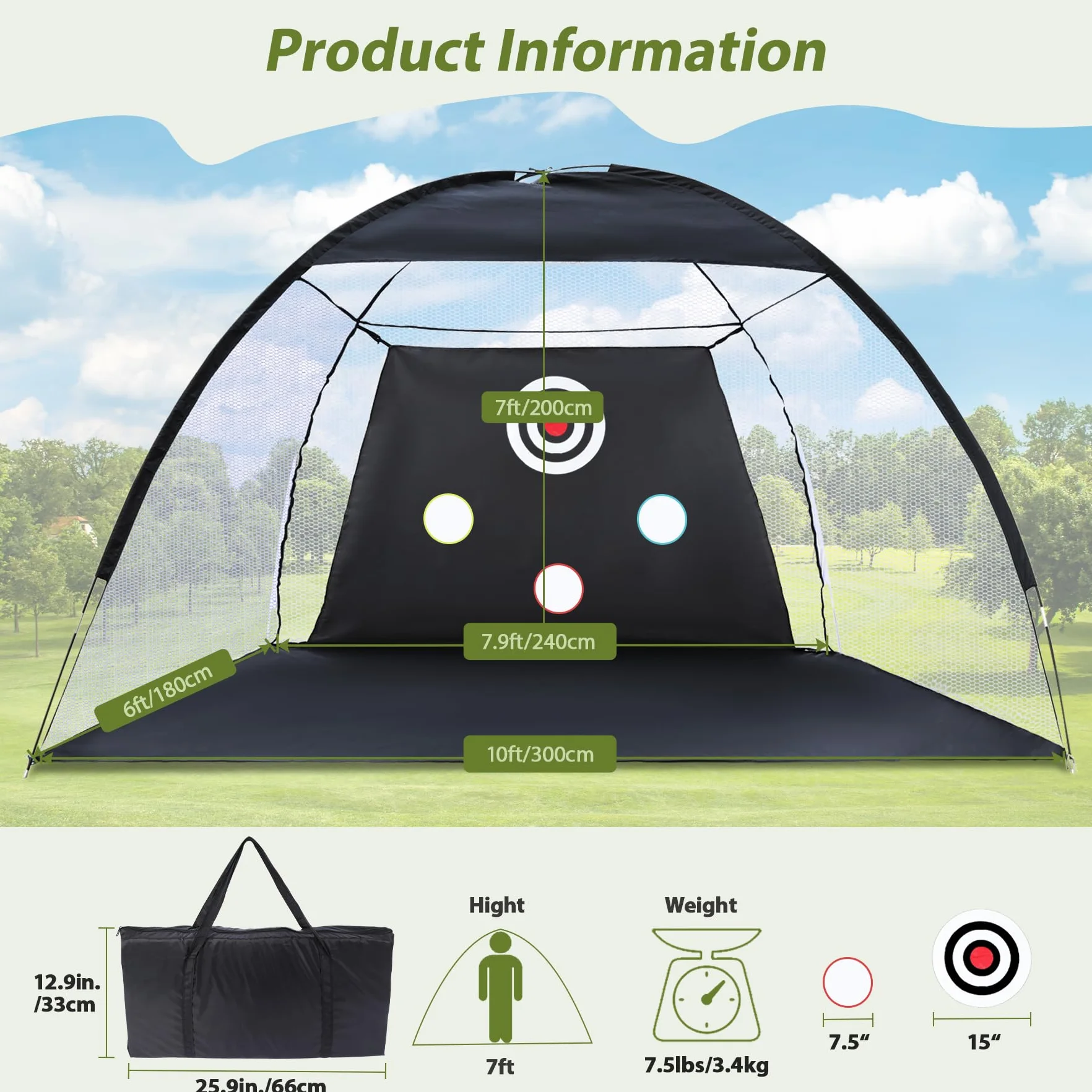 Golf Practice Net with Hitting Mat for Indoor Outdoor Backyard Driving Chipping