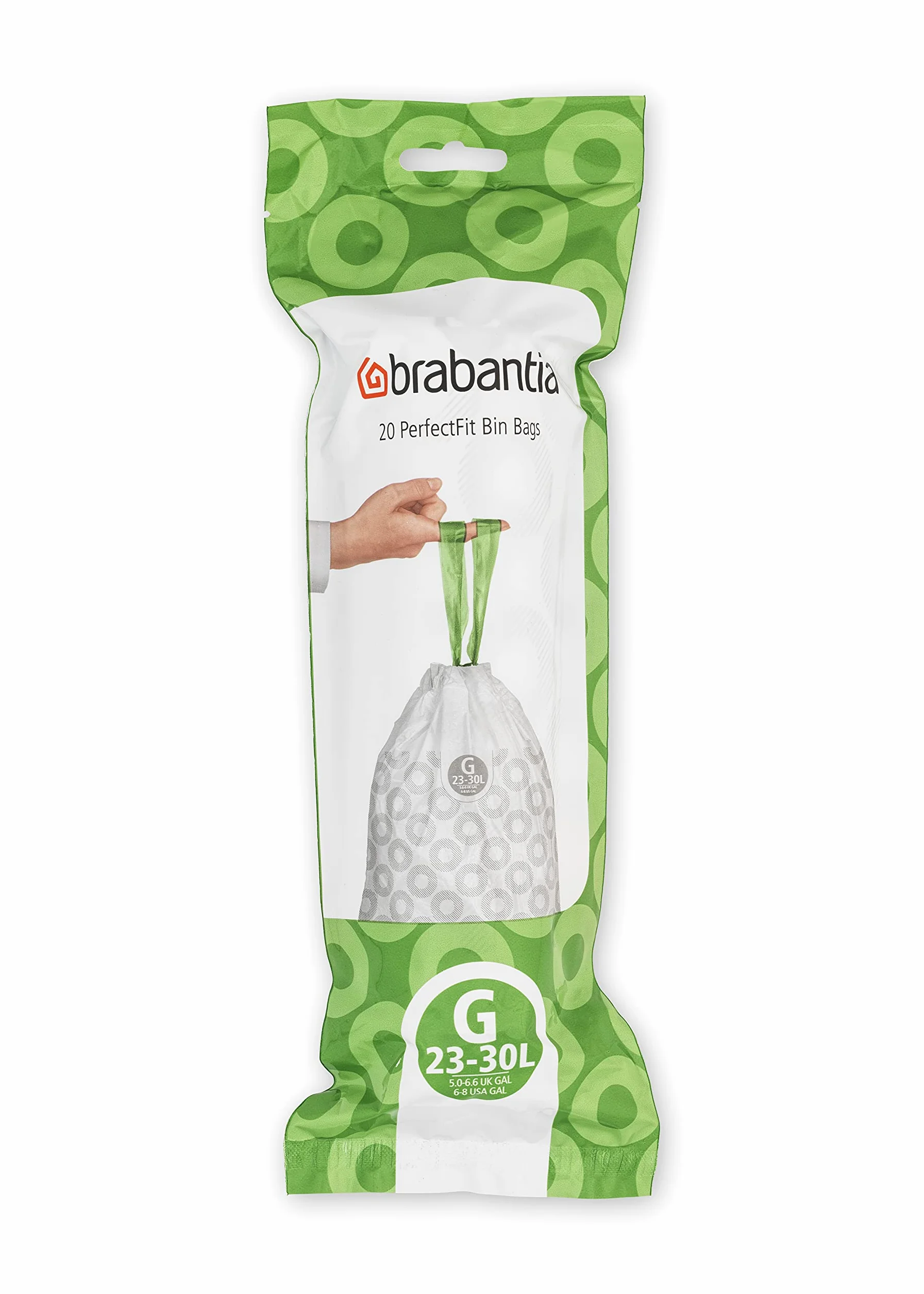 Brabantia Bolsas de Basura PerfectFit 23-30L 120 Bolsas con Cinta de Cierre