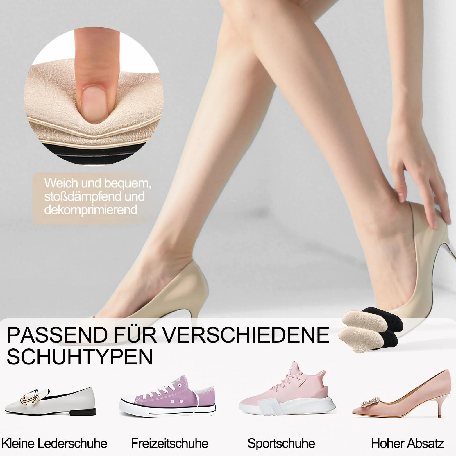 Taloneras para Zapatos Grandes con Insertos de Esponja - 3 Pares