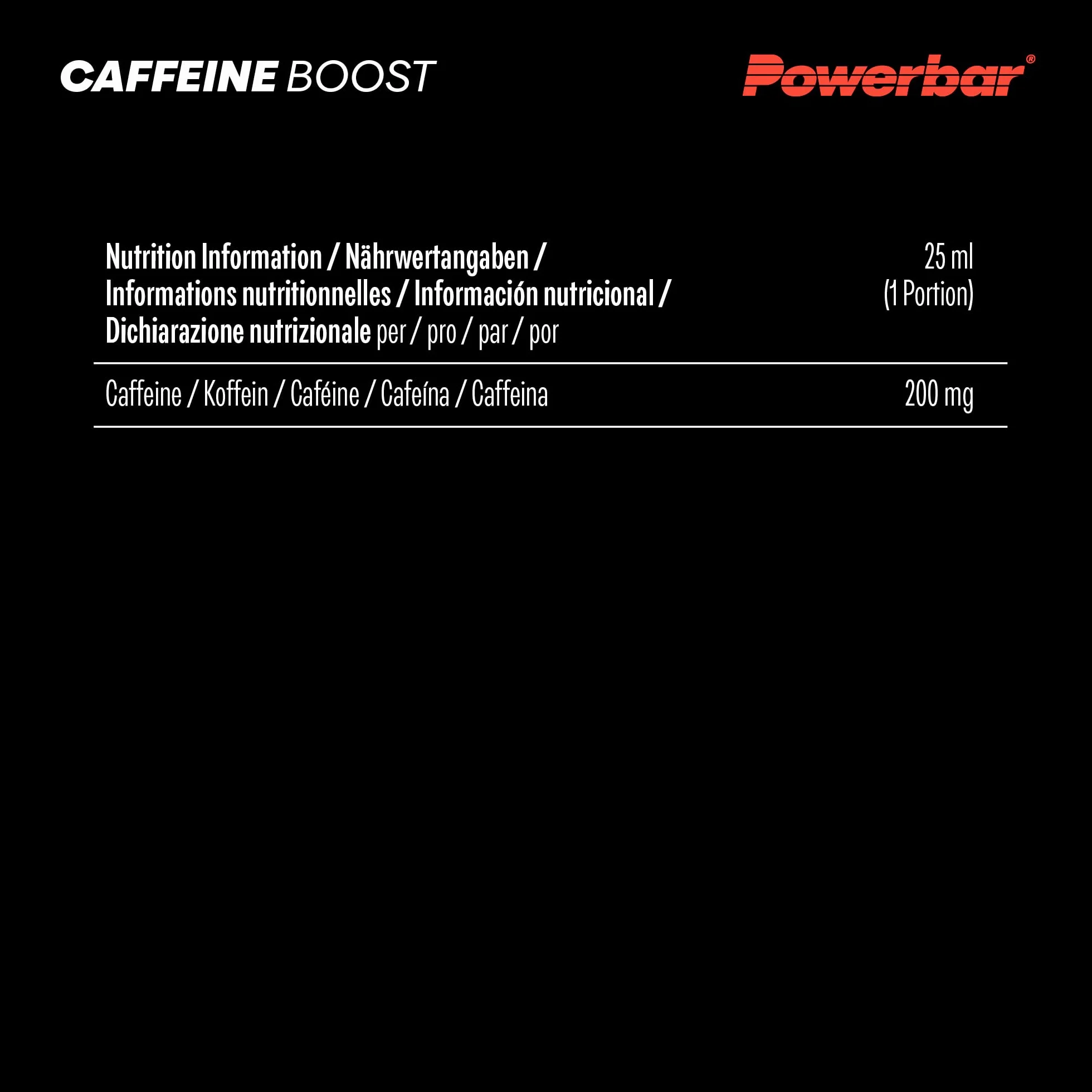 Powerbar Black Line Caffeine Boost 20x25ml 200mg de cafeína