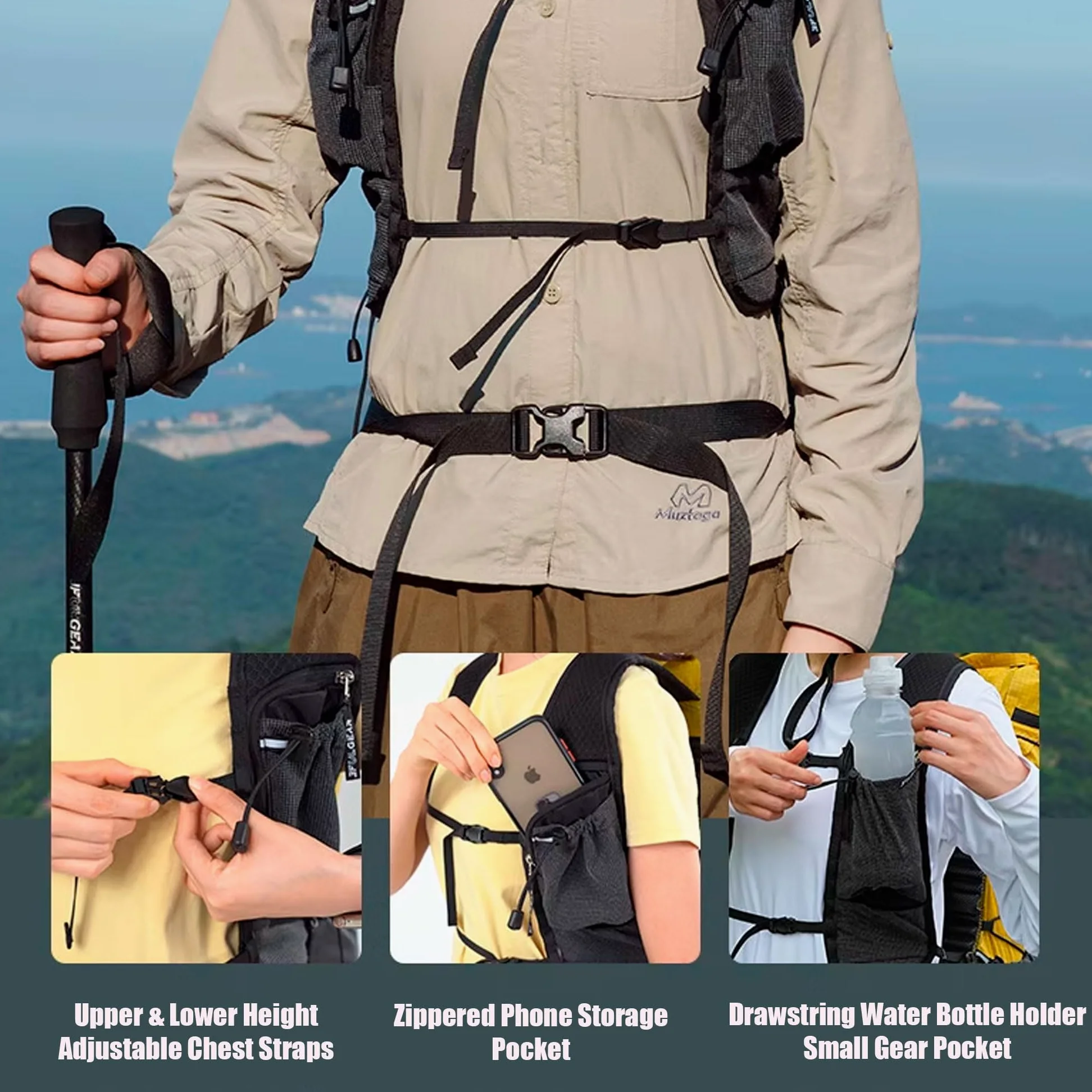 3F Koala - Mochilas de senderismo de 20 L + 5 L, mochila de escalada de montaña, mochilas ultraligeras