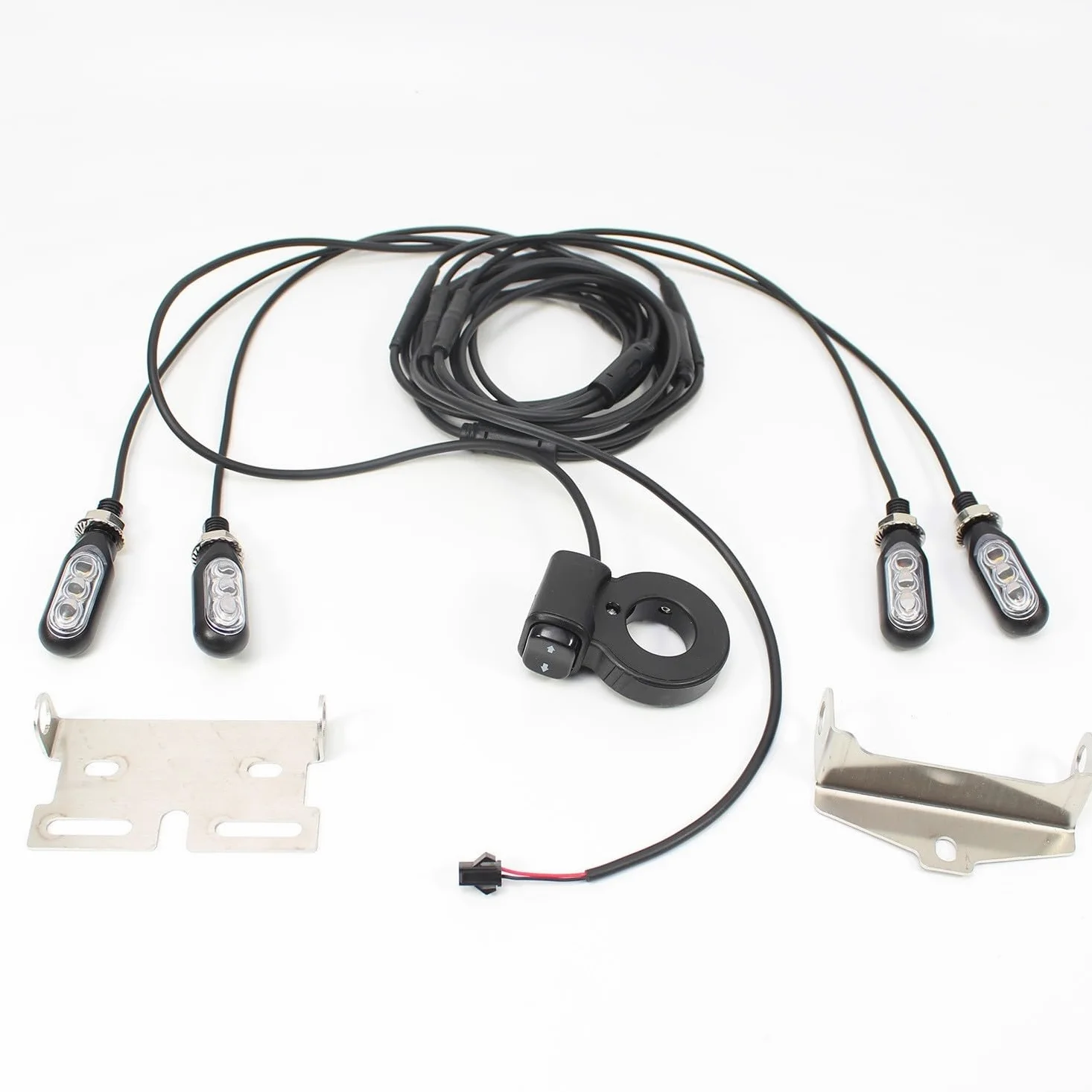 Kit de luces de bicicleta eléctrica de 12 V con señal de giro delantera trasera y luces de freno, IP65 impermeable para juego de faros universales para bicicleta eléctrica, motocicleta y