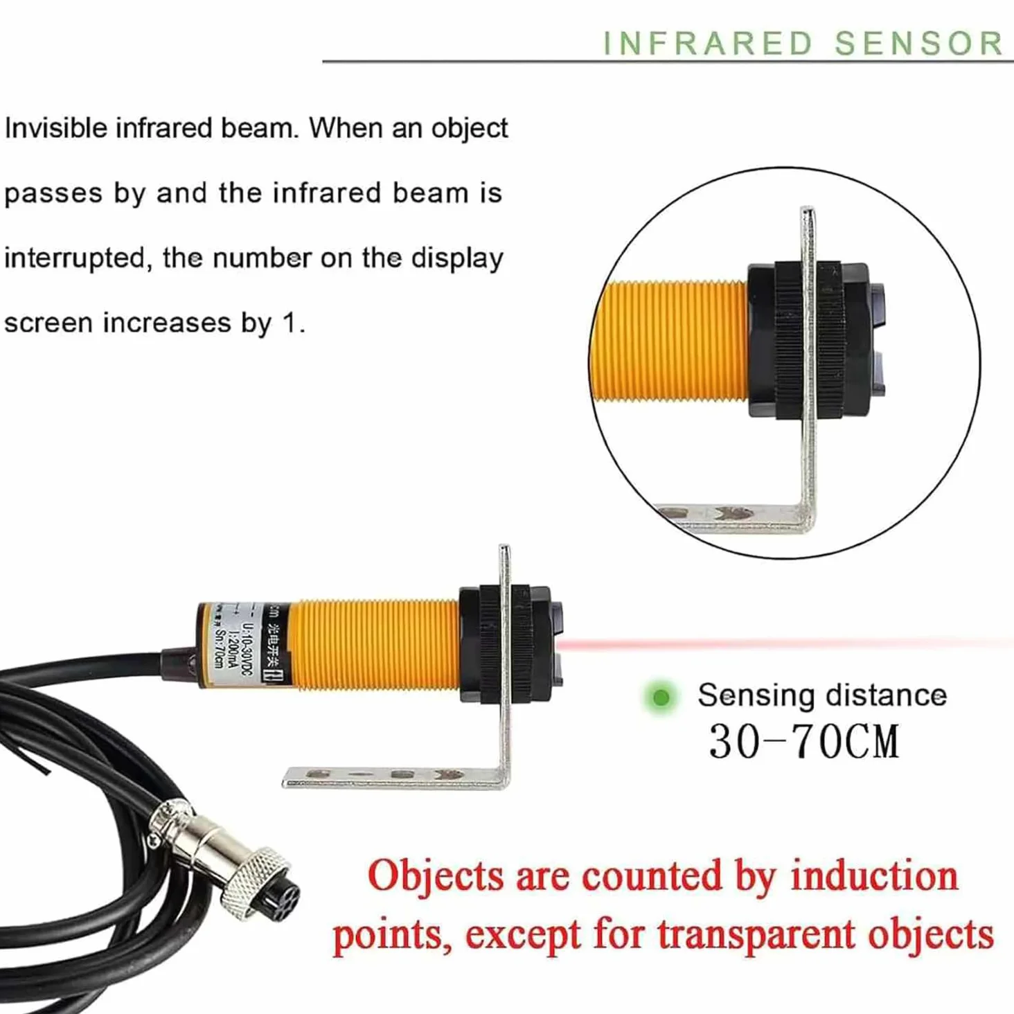 Contador digital con pantalla LED, distancia de inducción ajustable para aplicaciones de cinta transportadora y línea de producción