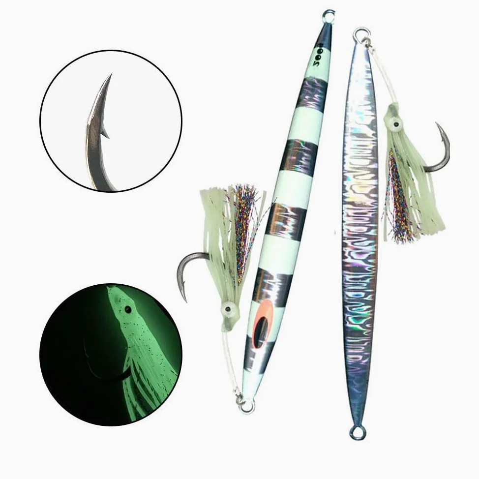 Señuelos de atún de lanzamiento de metal lento con velocidad de brillo vertical Jigging señuelos de atún cebos artificiales de agua salada rápidos Jigging tapones de pesca 200g-400g