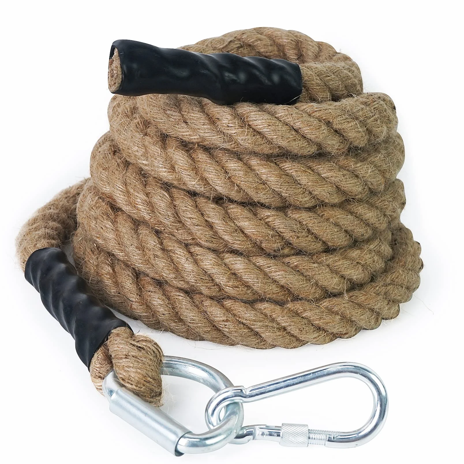 Cuerda de Yute para Trepar 30/40/50mm 3-9m con Mosquetón para Escalada Crossfit Gimnasio