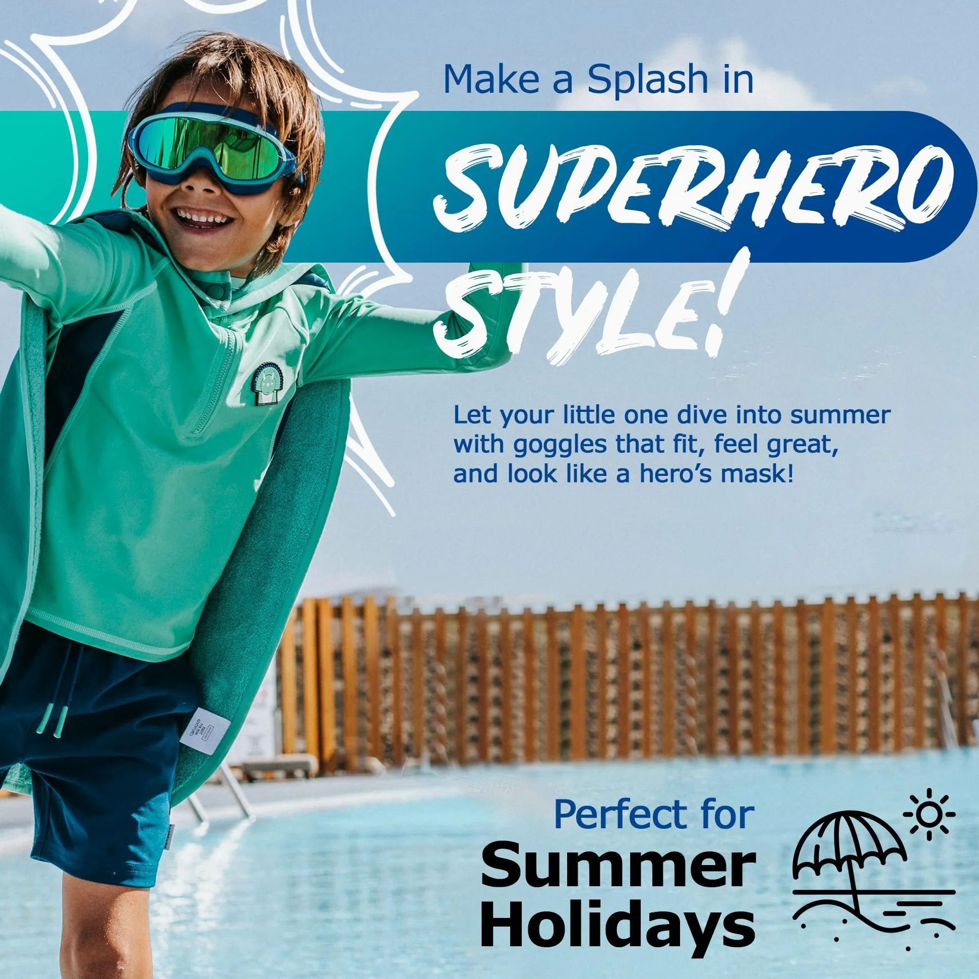 Roarsome Gafas de natación, lente de visión ultra ancha, antivaho y protección UV, ajuste de silicona suave, diseño a prueba de fugas, correa ajustable, unisex, talla única, ideal para piscina, océano