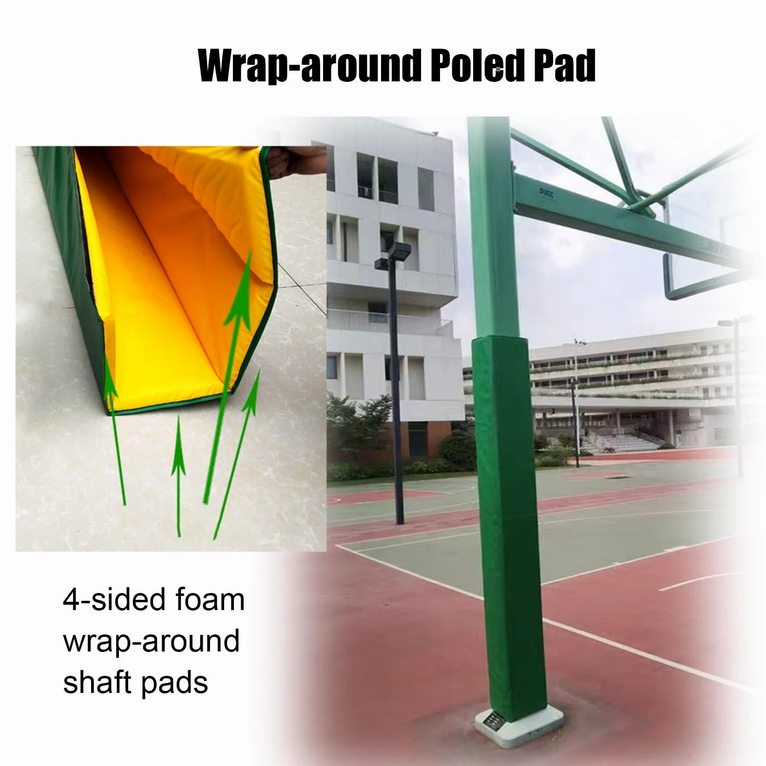 Funda protectora para poste de baloncesto resistente a la intemperie, color verde, para columna de garaje, manga para poste de baloncesto, equipo deportivo al aire libre, protección resistente