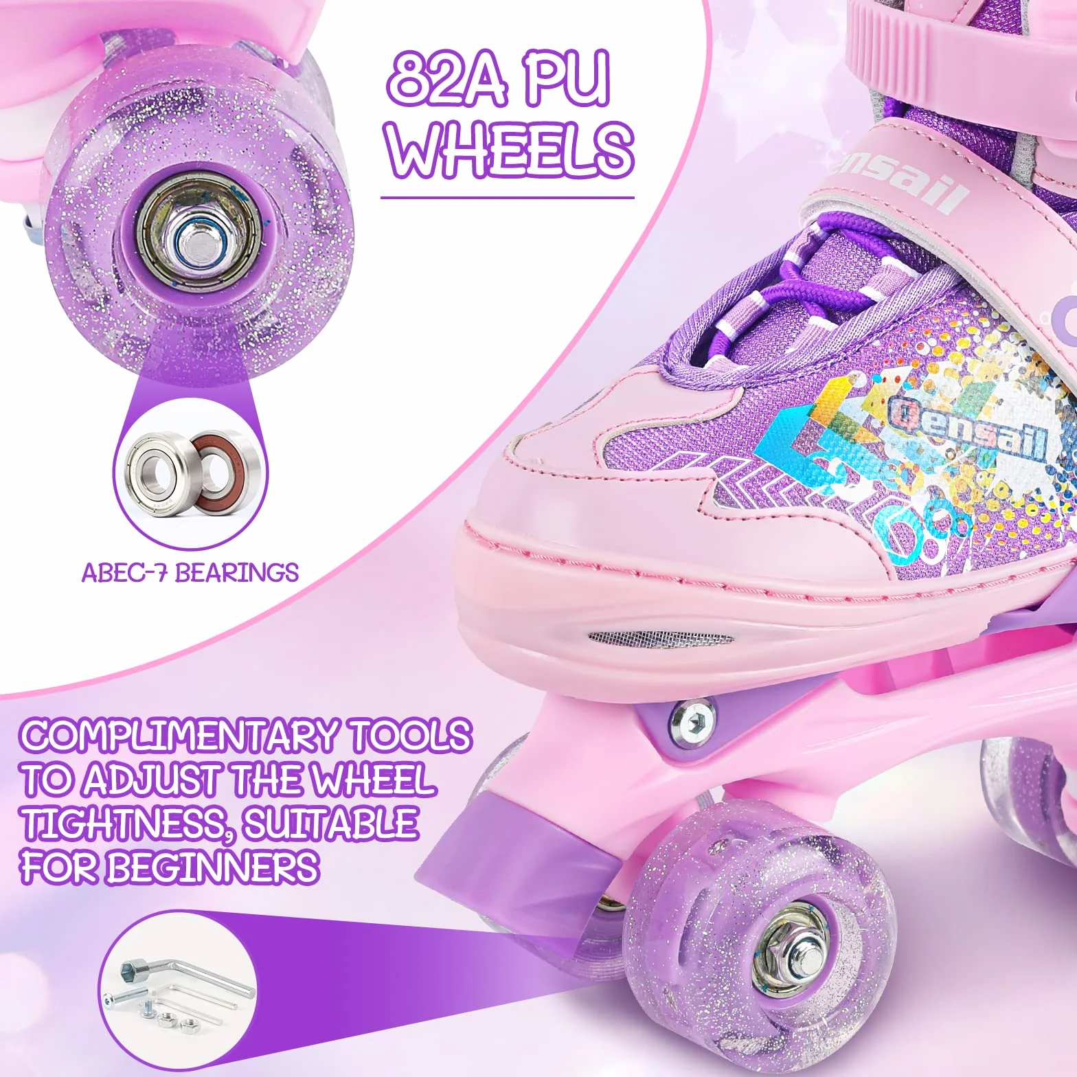 Patines 4 Ruedas Ajustables con Ruedas Iluminadas para Niña y Niño