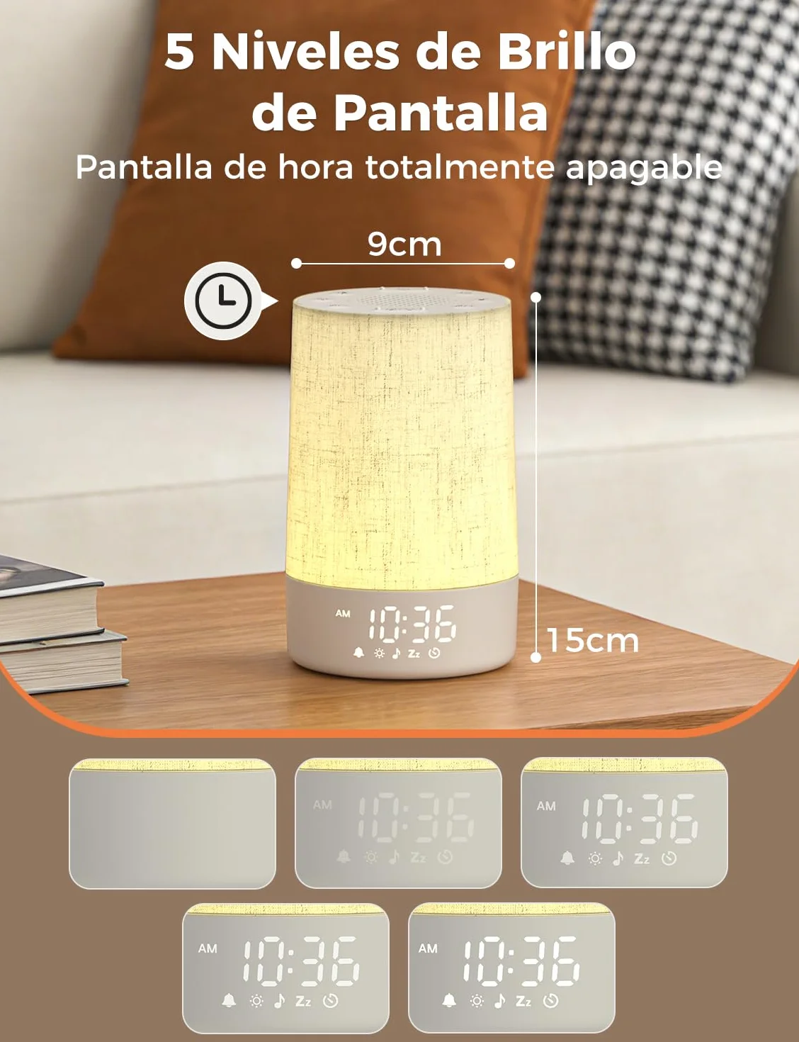 LIORQUE Despertador Amanecer Luz Natural 10 Niveles Brillo 30 Melodías Temporizador Sueño Alarma Snooze