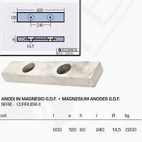 Tecnoseal ANODO MAGNESIO CORRUBIA II 600MM.