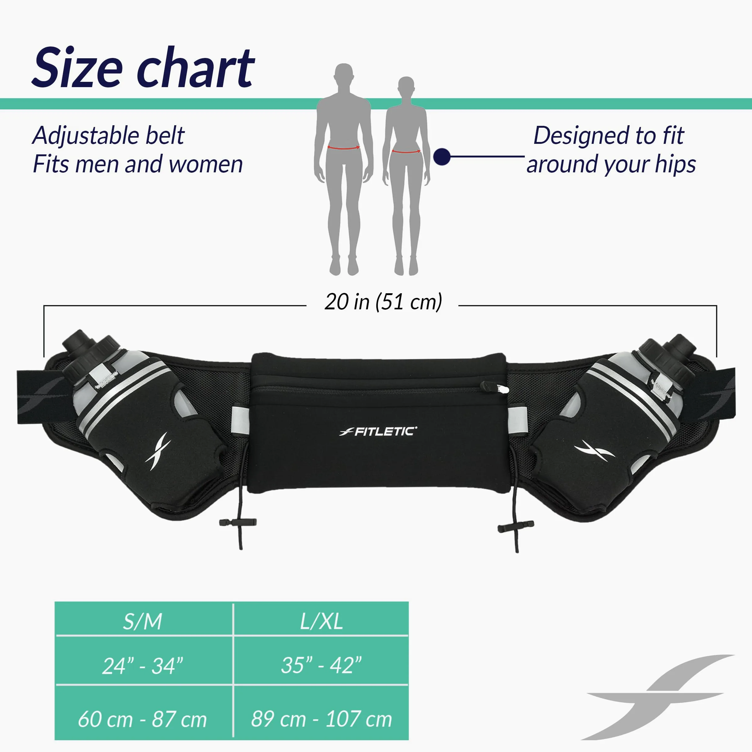 Fitletic HD08 - Cinturón de hidratación para Running