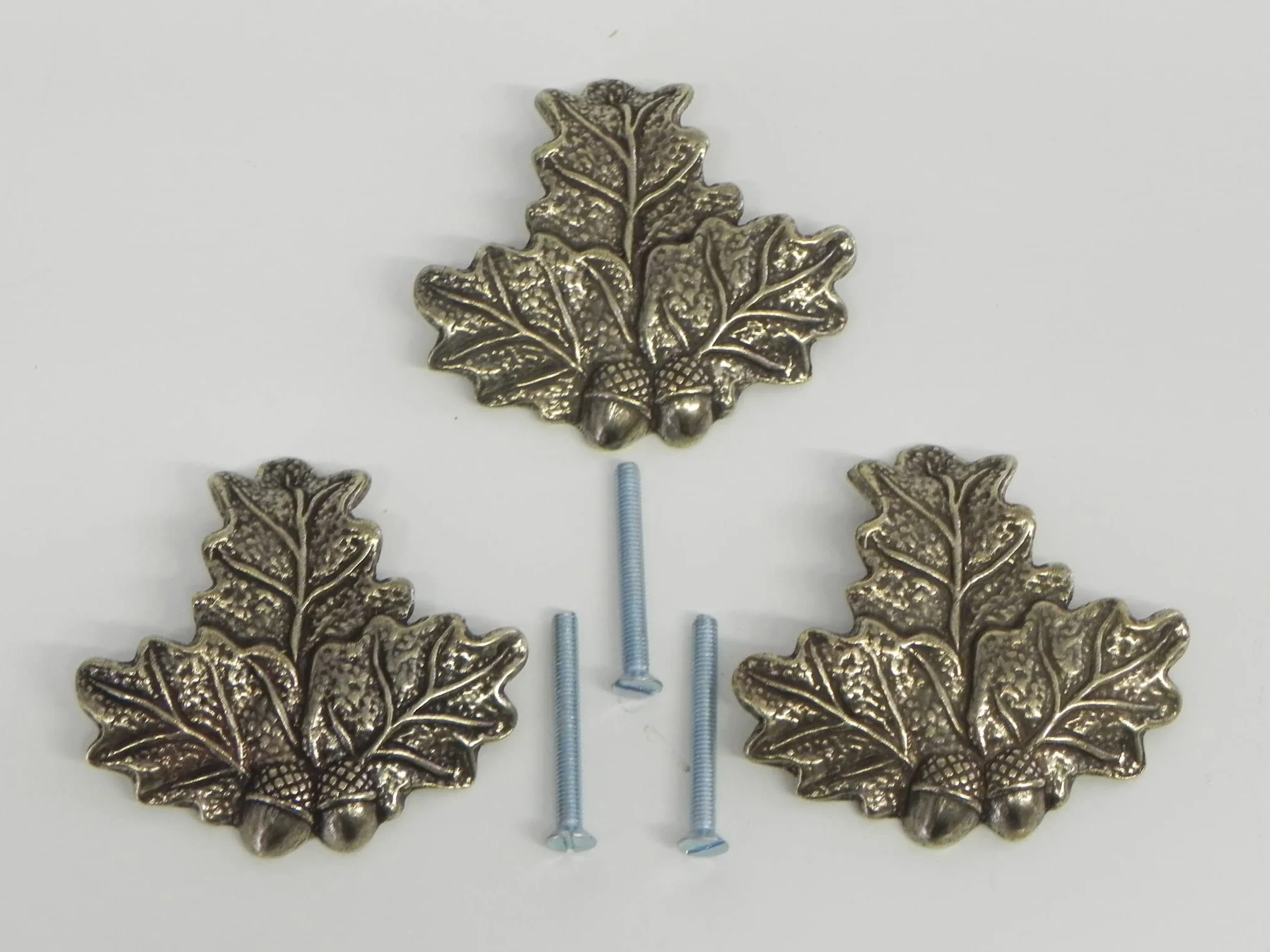 3 piezas portada hojas de roble decoración con rosca y tornillo para armas cuñas