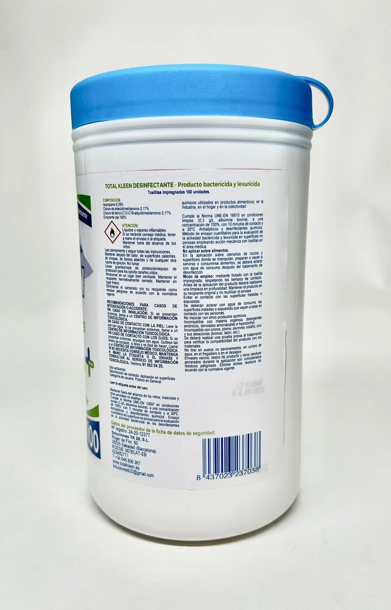 Total Kleen Toallitas de limpieza multiusos biodegradables 100 unidades desinfectantes