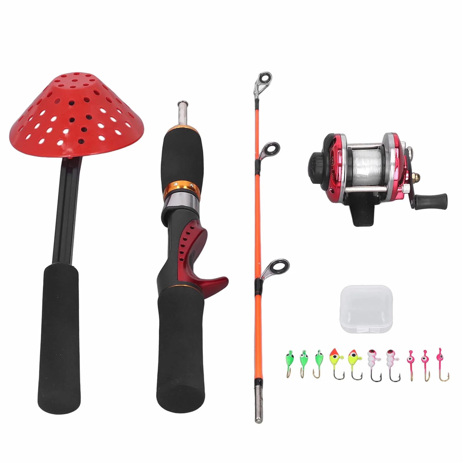 Keenso Caña de Pescar en Hielo de Invierno, Carrete de Pesca con Hilo de Pescar, Anzuelo de Pesca en Hielo, Juego de Engranajes Combinados para Pesca Al Aire