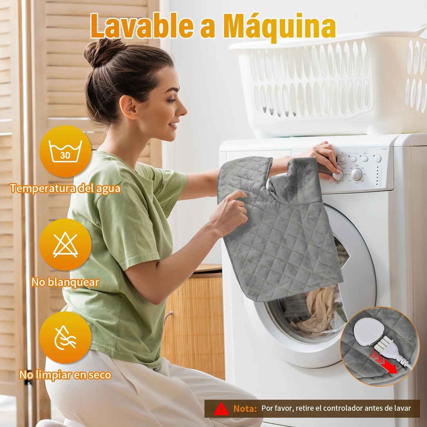 Onherm Almohadilla Eléctrica Cervical 48×58 cm Manta Térmica Apagado Automático 9 Niveles Temperatura Franela Lavable Máquina