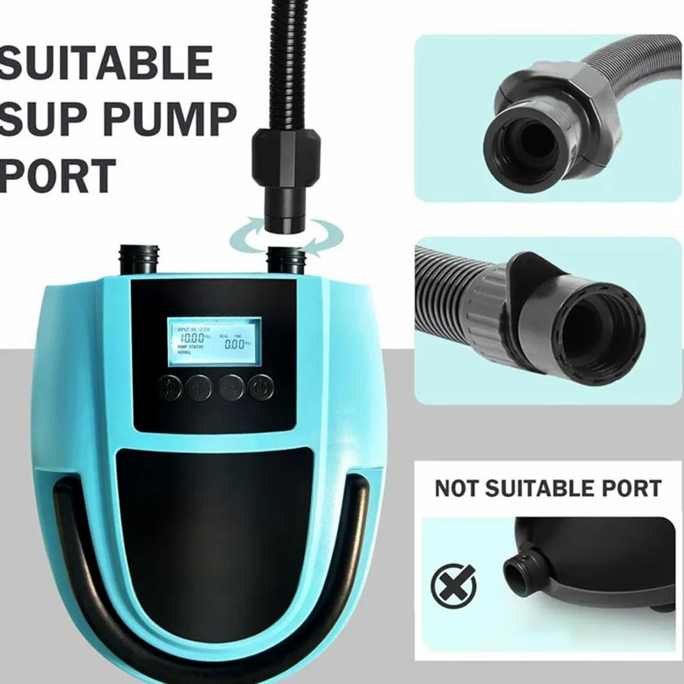 Juego de adaptadores de bomba de tabla de remo, manguera universal de bomba de aire SUP con 7 boquillas, conector de válvula inflable para accesorios de bomba de tabla de remo eléctrica