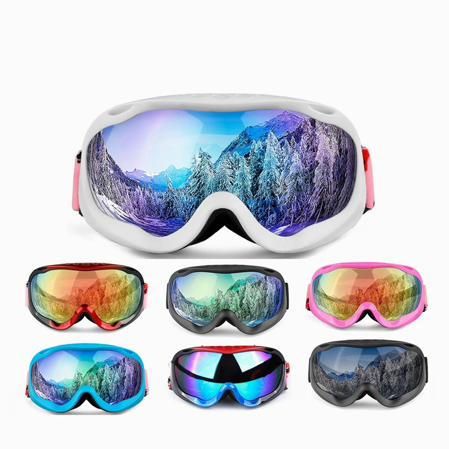 Gafas de esquí de invierno para hombre y mujer, gafas de esquí HD UV400, gafas de esquí antiniebla, gafas de snowboard a prueba de viento, lentes de espejo, gafas de esquí para exteriores (color: