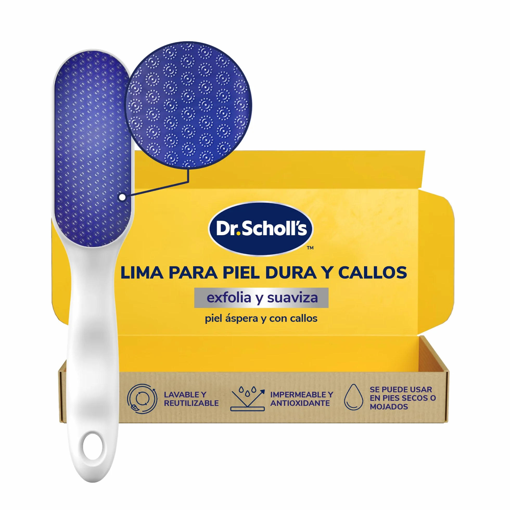 Scholl Lima Manual Nano Cristal Para Pies - Elimina durezas y callosidades - Lavable y reutilizable - 1 unidad