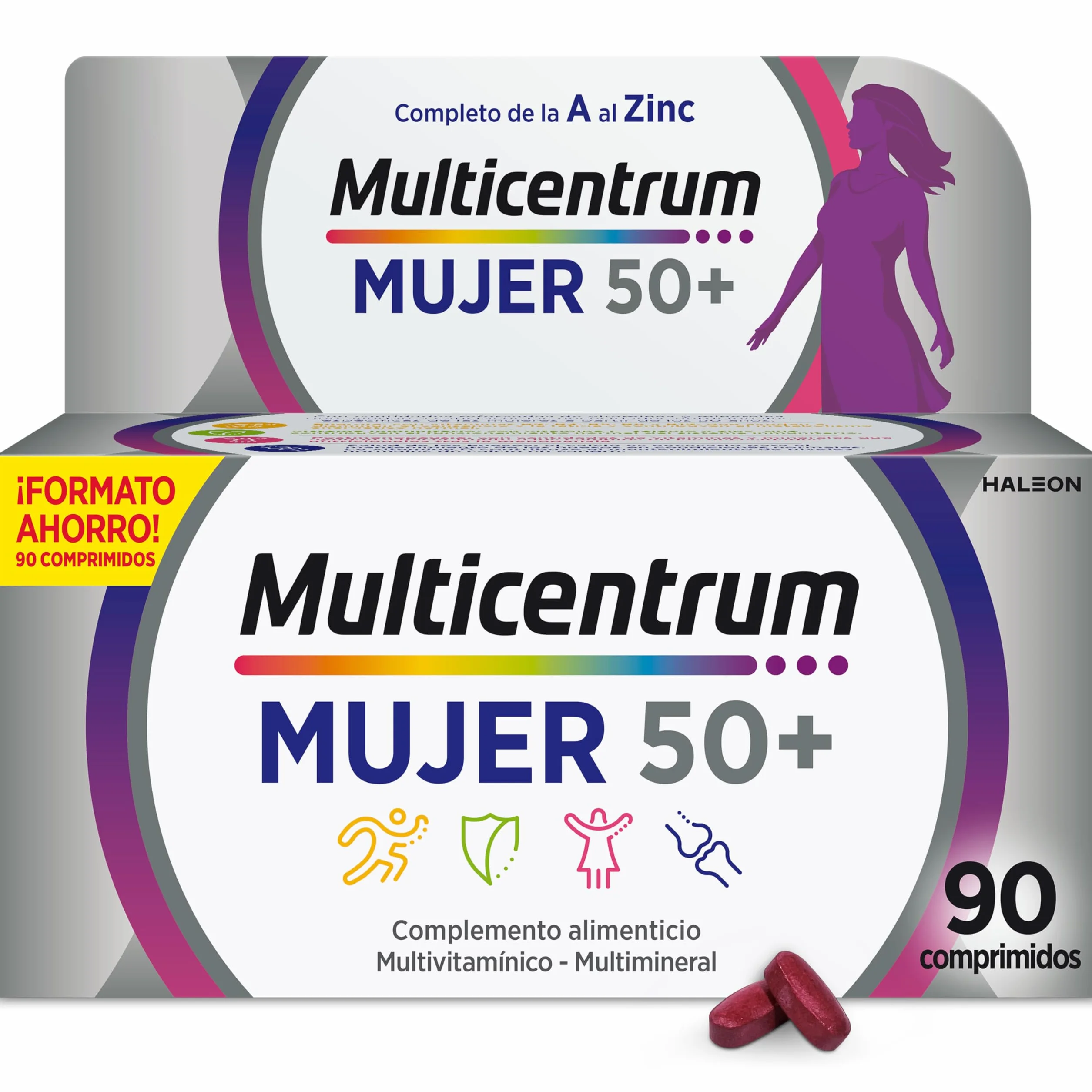Multicentrum Mujer 50+ Complemento Alimenticio Multivitamínico y Multimineral 90 Comprimidos