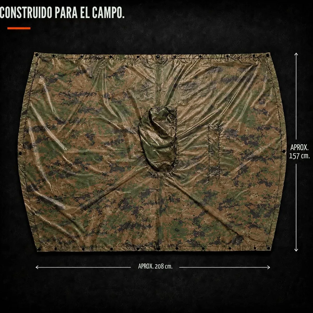 USGI Industries - Poncho de estilo militar multiusos, material ripstop (antidesgarro), de camuflaje, para lluvia