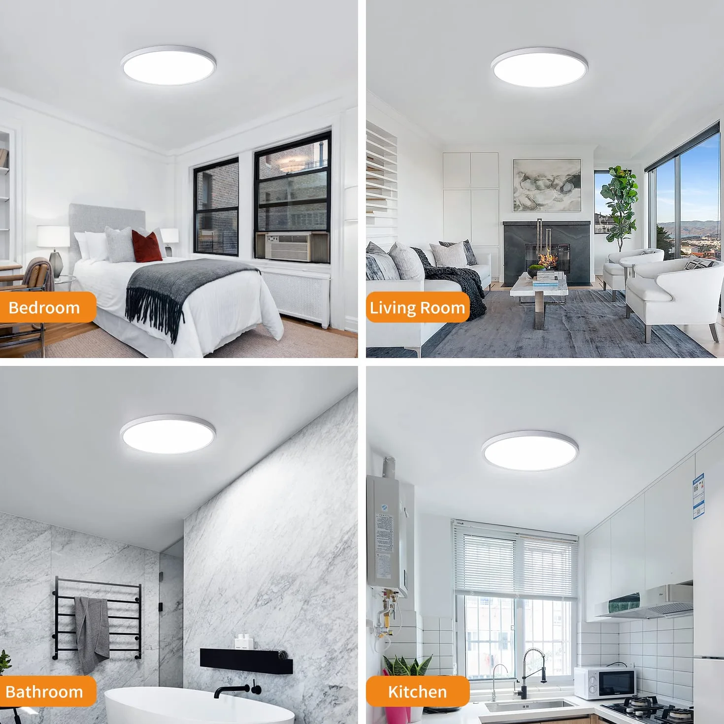 Osairous Plafon LED Techo Ø30cm 24W IP44 6500K 2160LM Luz Blanca Fría