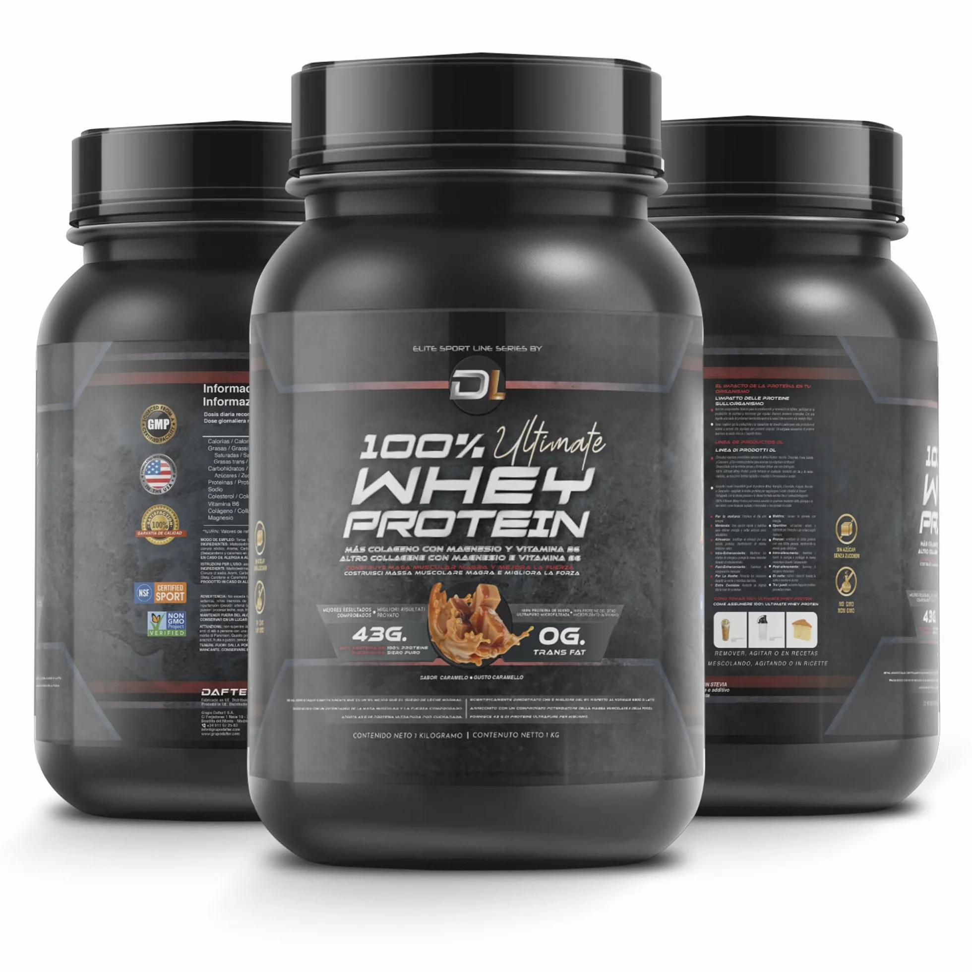 Whey Protein con Colágeno, Magnesio y Aminoácidos 1kg Sabor Caramelo