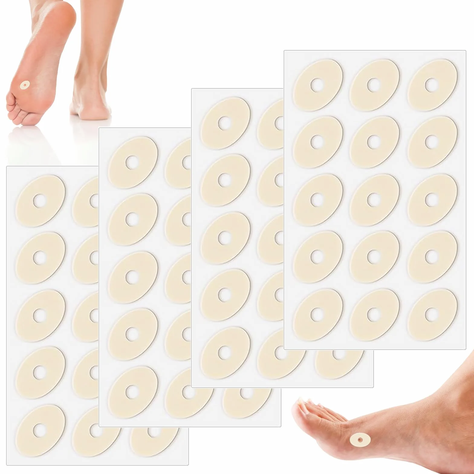 Cojines de Maíz Autoadhesivas 60 Piezas, Espuma de Látex Suave, Antifricción, Reduce el Dolor de Pies y Talón