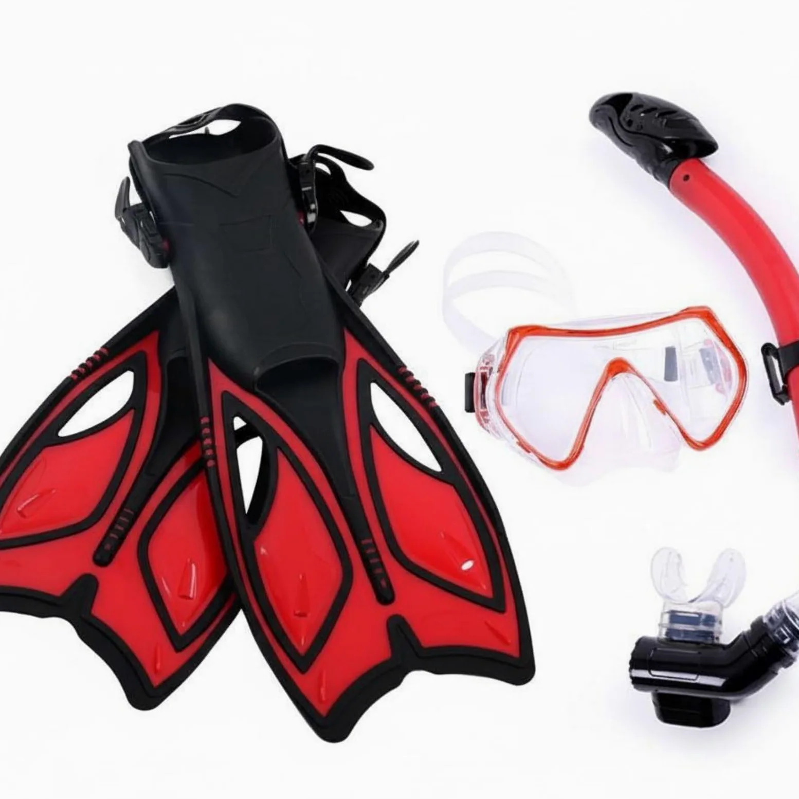Aletas y Máscara Kit de Snorkel Completo Gafas Visión Vidrio Templado Tubo Seco Evita Entrada de Agua Aletas Abiertas Multitalla Adecuado para Turismo