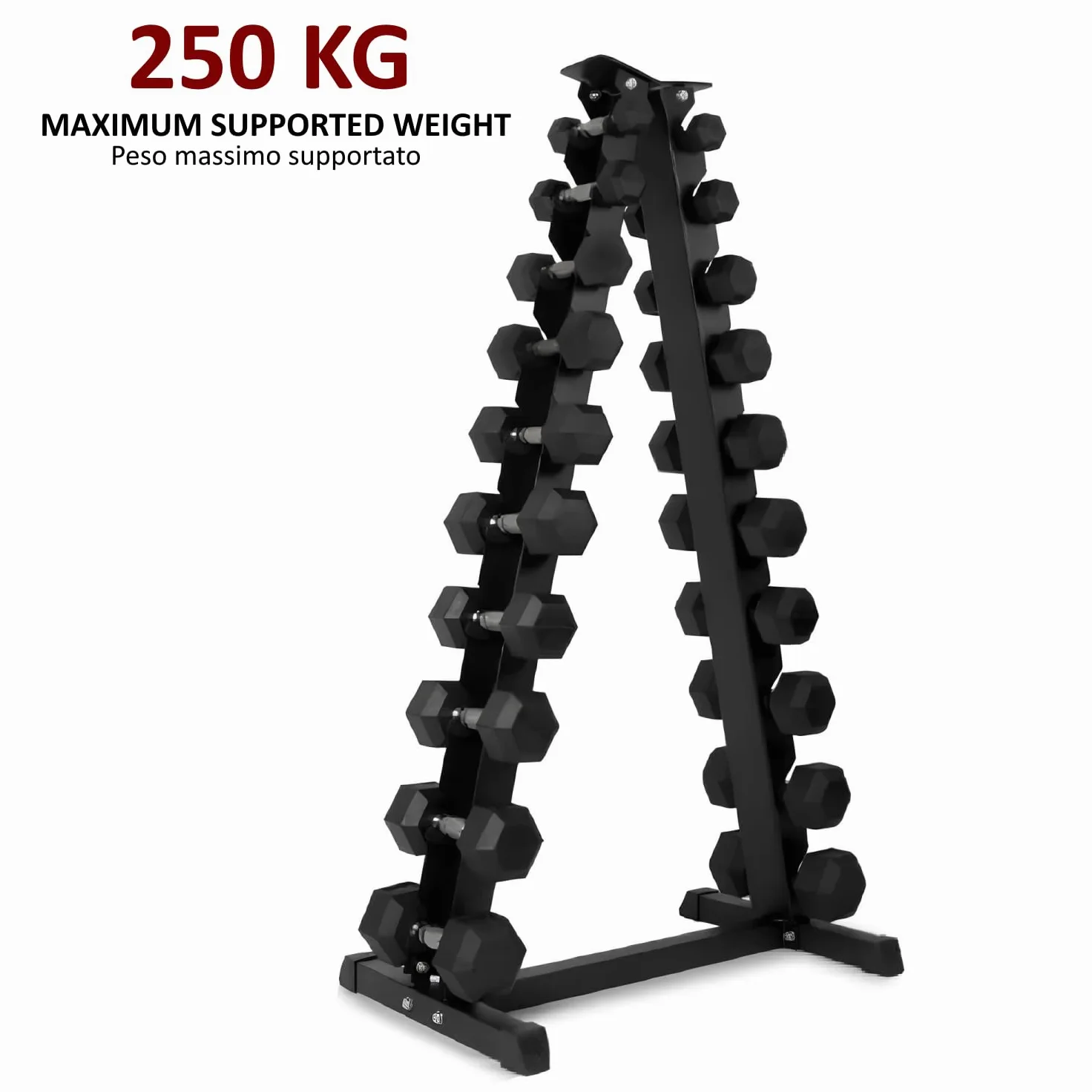 Soporte para mancuernas con forma de pirámide, para gimnasio, de acero, para ahorrar espacio, rack vertical robusto para el gimnasio