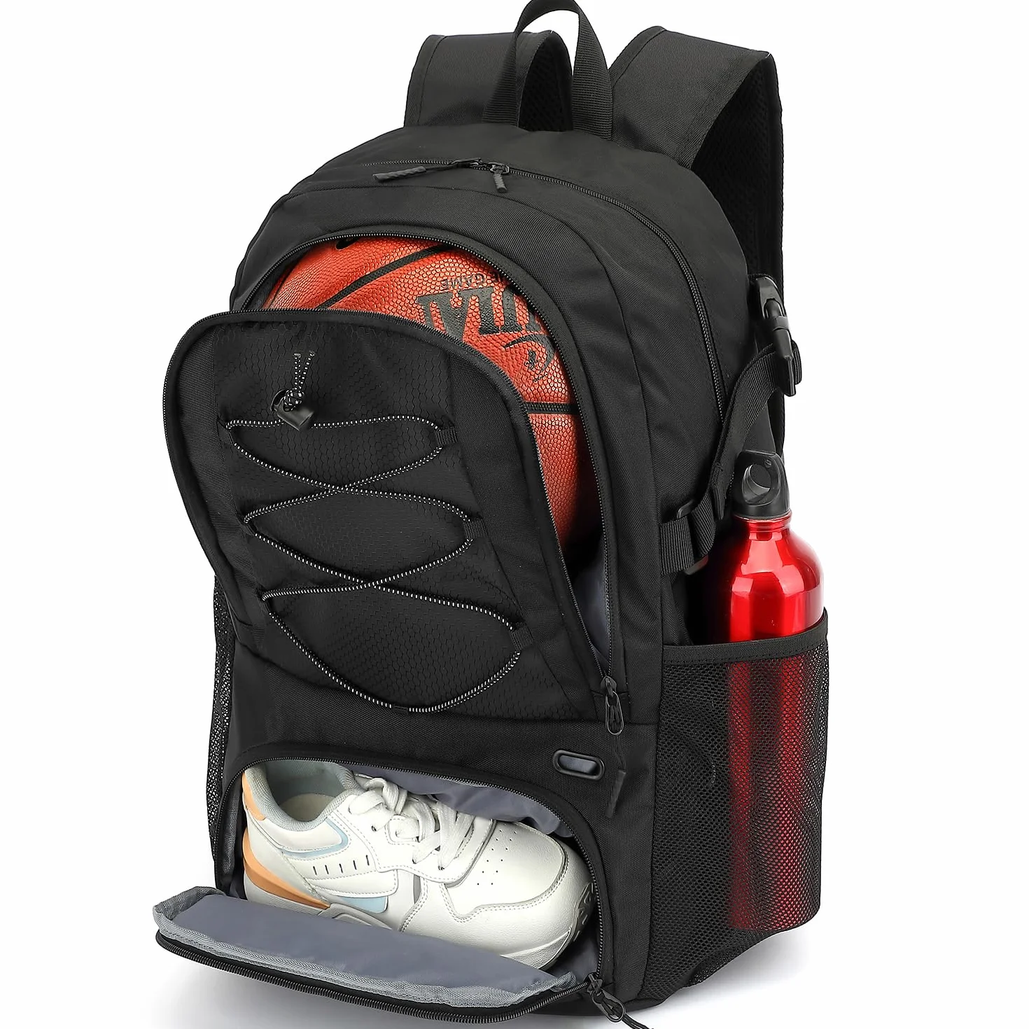Bolsa de Baloncesto Mochila de Fútbol con Soporte para Pelota y Compartimento para Zapatos