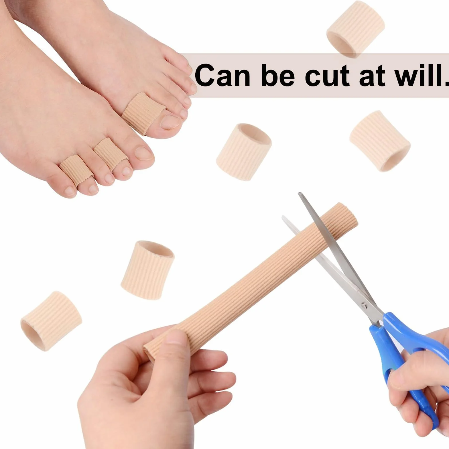 4 Piezas Protector Dedos Pie de Silicona Cortables, Vendaje de Tubo Protección para Callos Ampollas Dedos Pies y Manos 15 cm