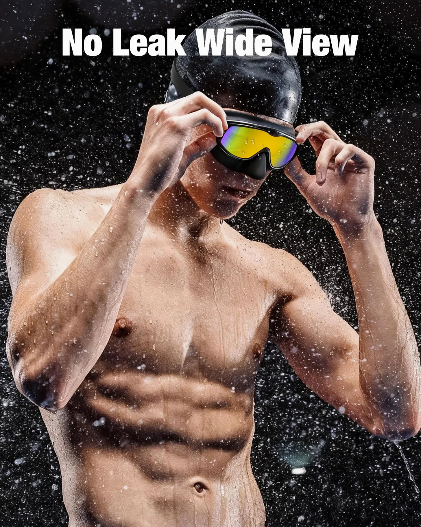 Aegend Gafas de natación con cubierta de nariz para adultos, paquete de 2 gafas de natación de visión amplia, antivaho, UV, sin fugas, para hombres y mujeres