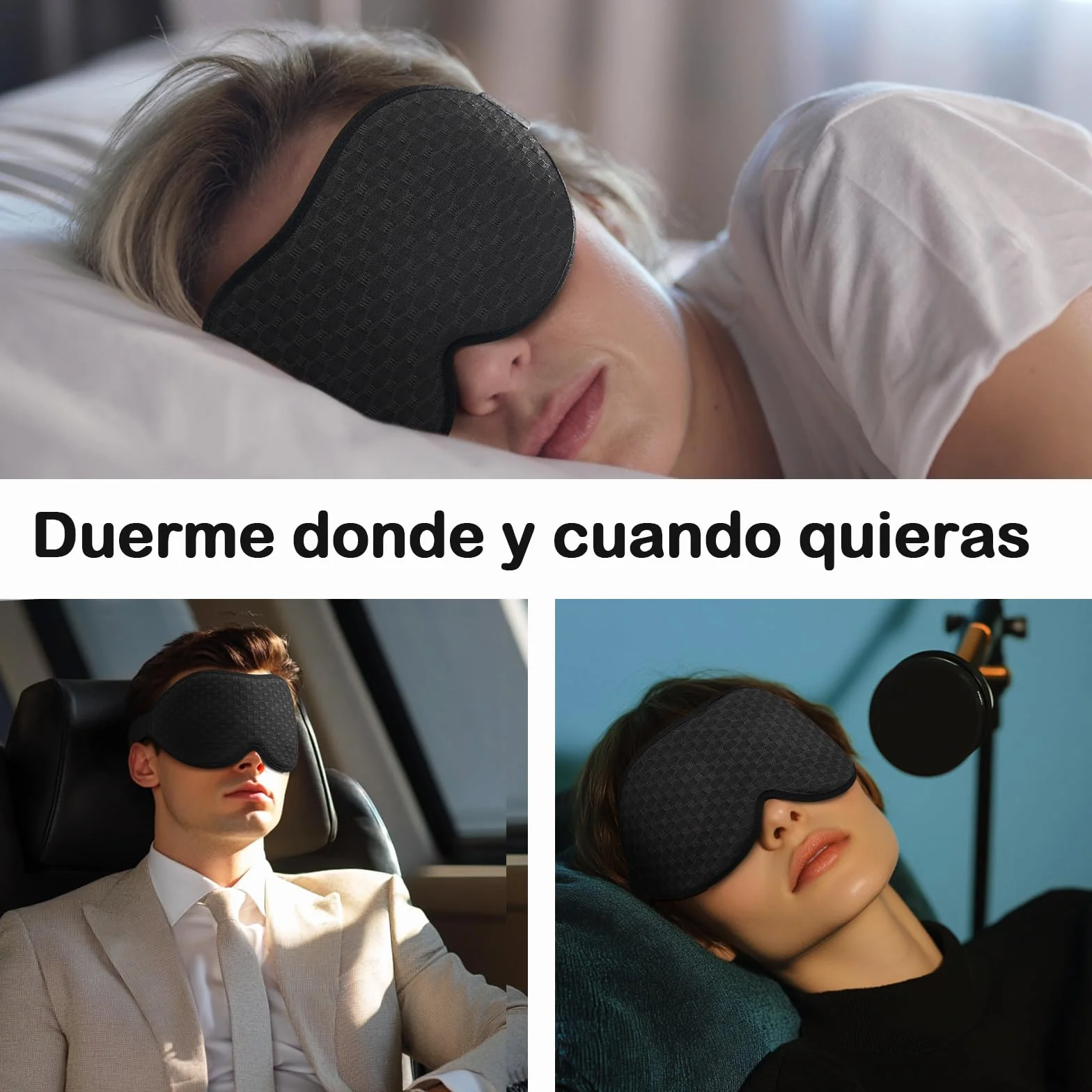 INNELO Máscara de Dormir 3D Antifaz Bloqueo de Luz 100% para Viajes, Negro
