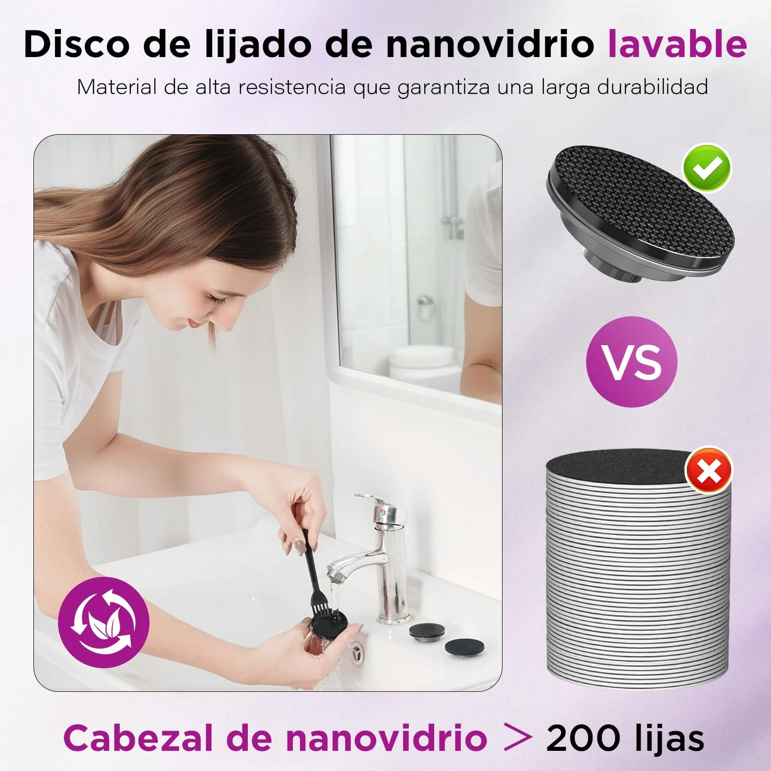 Lima Electrica Pies Durezas Aluminio Premium Callos Eliminar Cabezal Nano-Vidrio Reutilizable 2000mAh Recargable