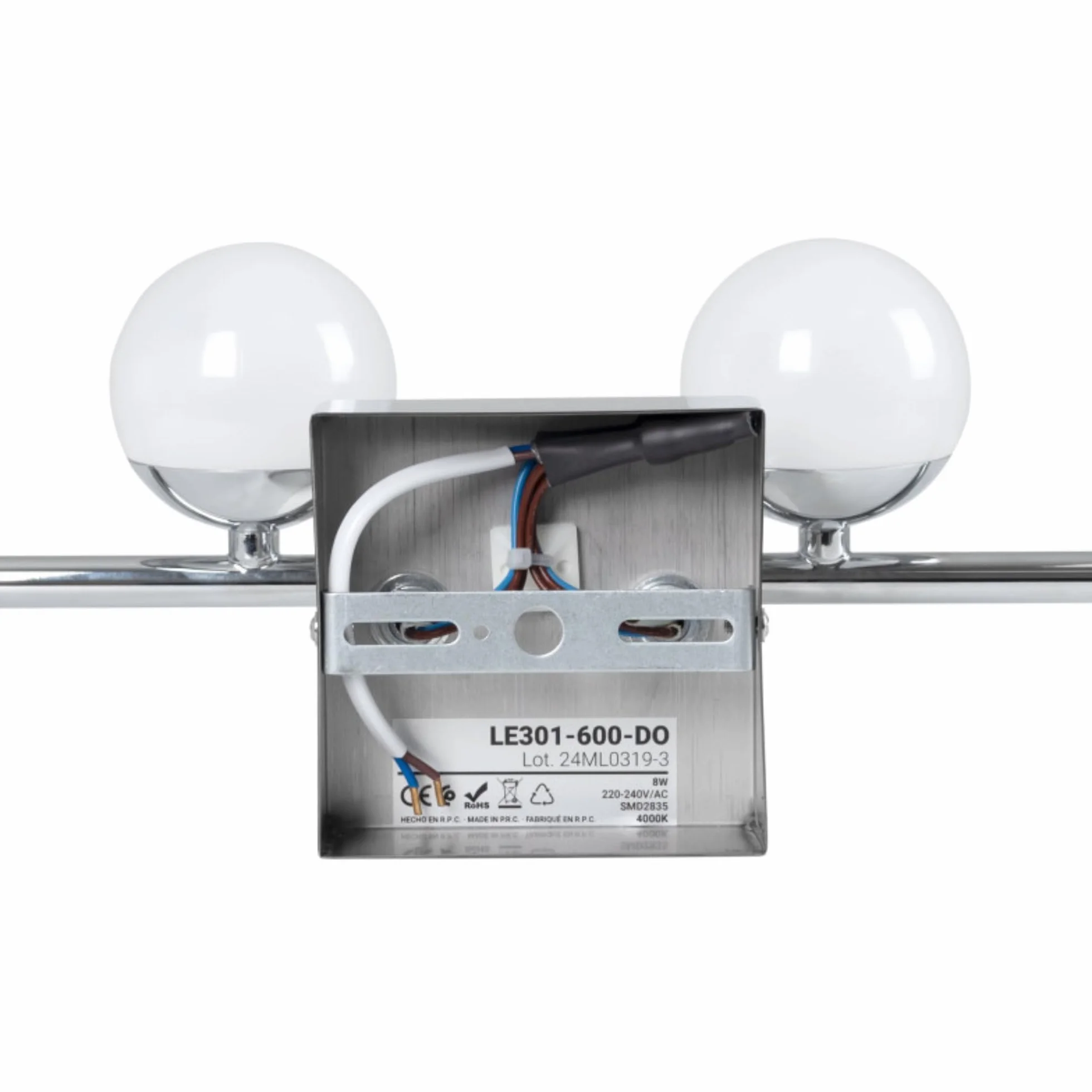 BARCELONA LED Aplique Baño Cromado 12W IP44 4000K 49cm Lámpara Pared