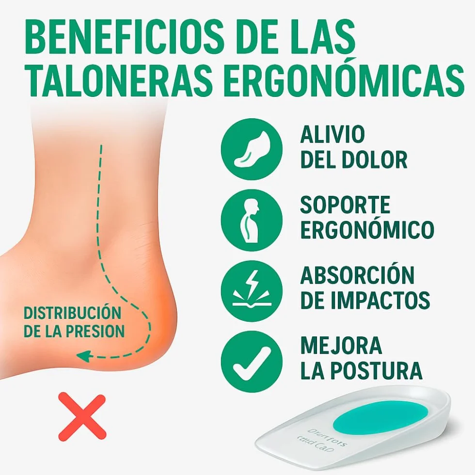 Taloneras para Fascitis Plantar, Espolón Calcáneo y Tendinitis Aquiles - Plantillas de Silicona con Soporte Ergonomico y Absorción de Impactos - Pack de 6