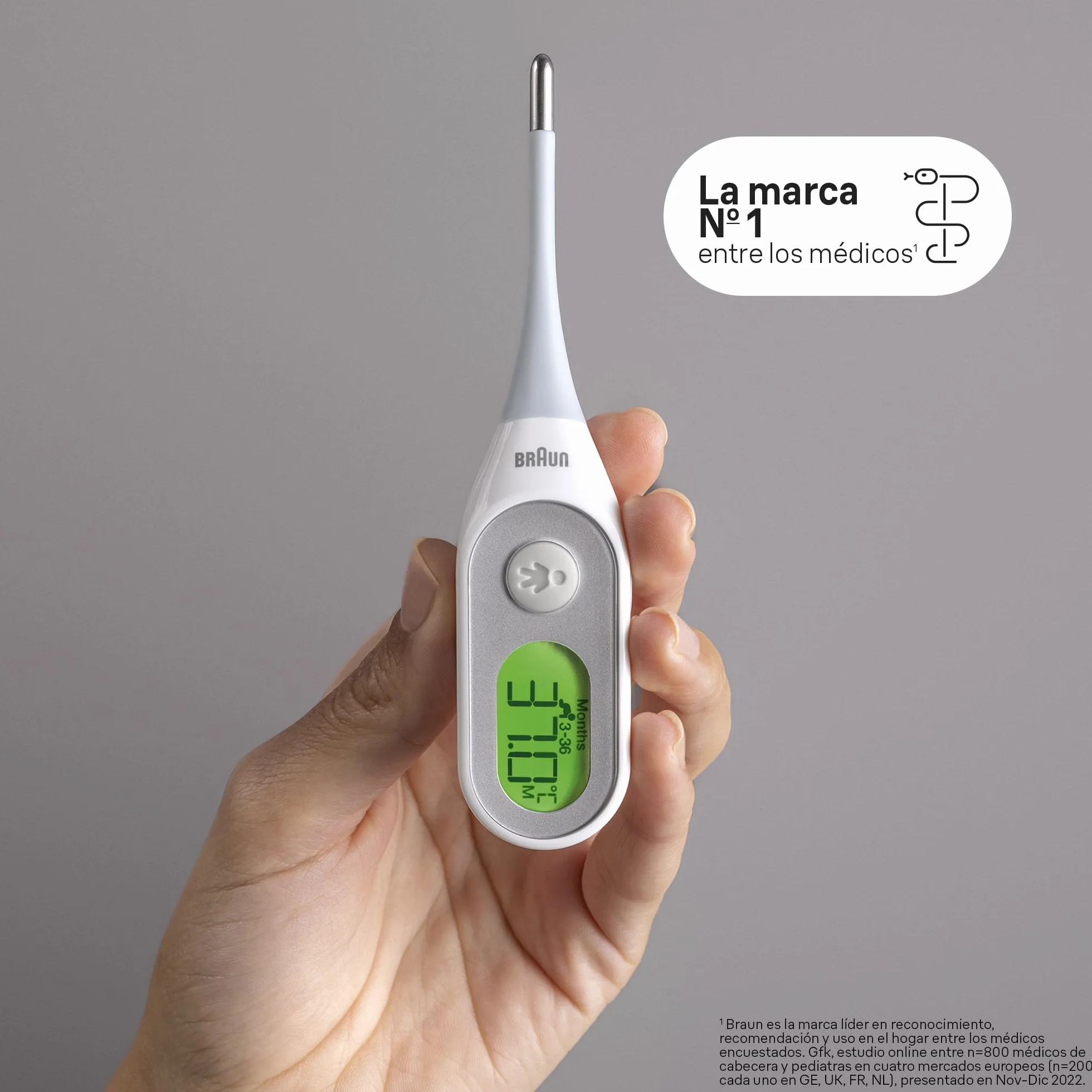 Braun Age Precision Termómetro digital PRT2000, Varilla digital oral rectal axilar para bebés niños