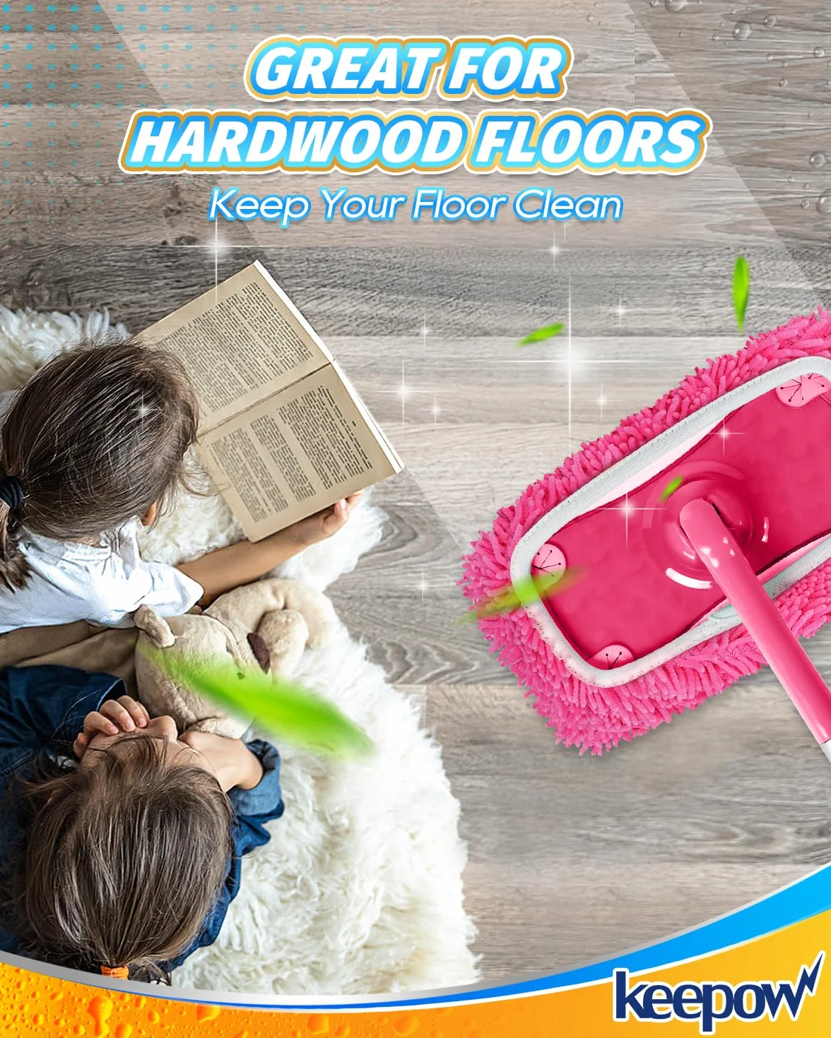 Toallitas de suelo reutilizables para Swiffer, microfibra rosa, 2 unidades, húmedas y secas, gran absorción de polvo