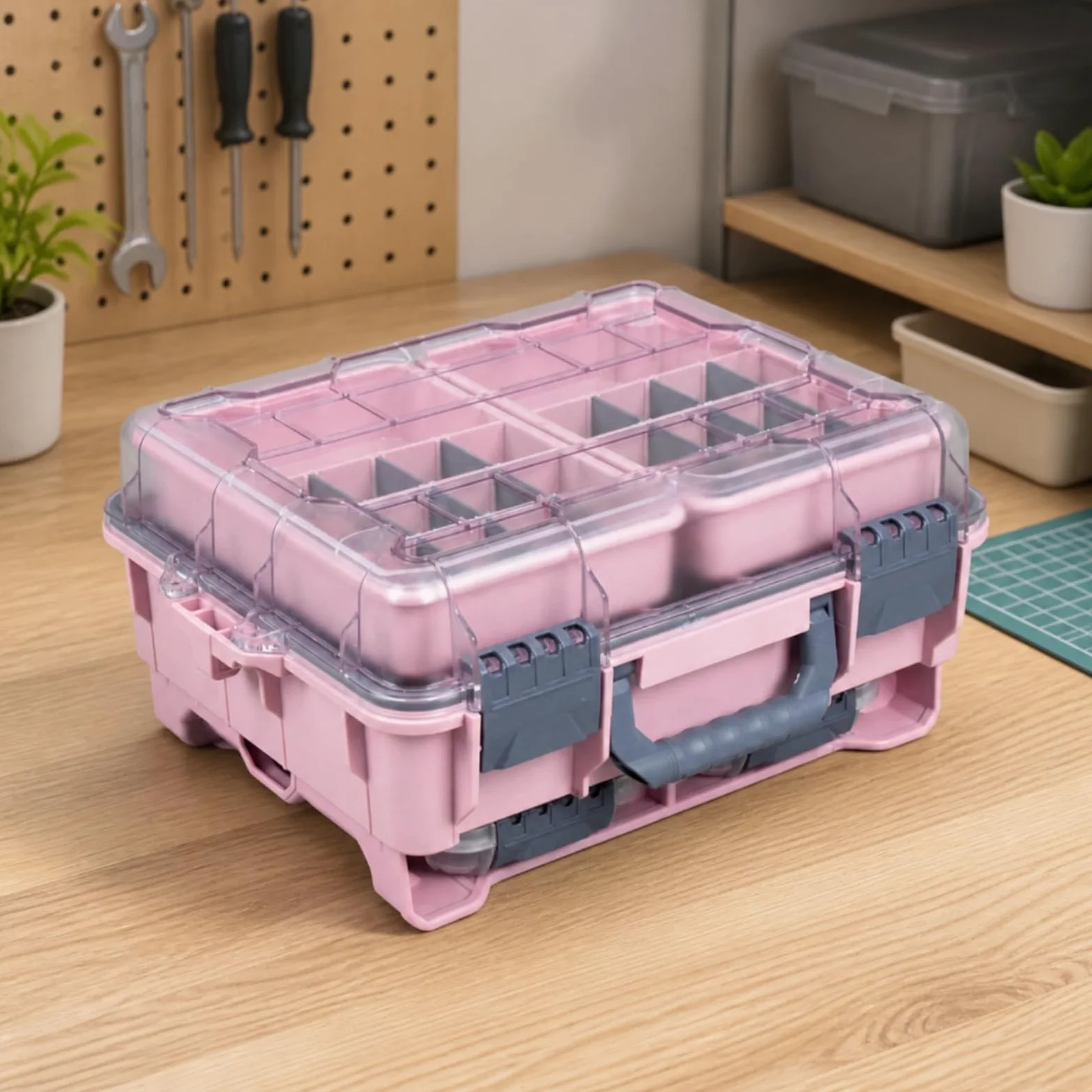 Caja Aparejos con Tapa Ajustable Caja Aparejos con Divisores Práctico Maletín Pesca Divisores para Pescadores
