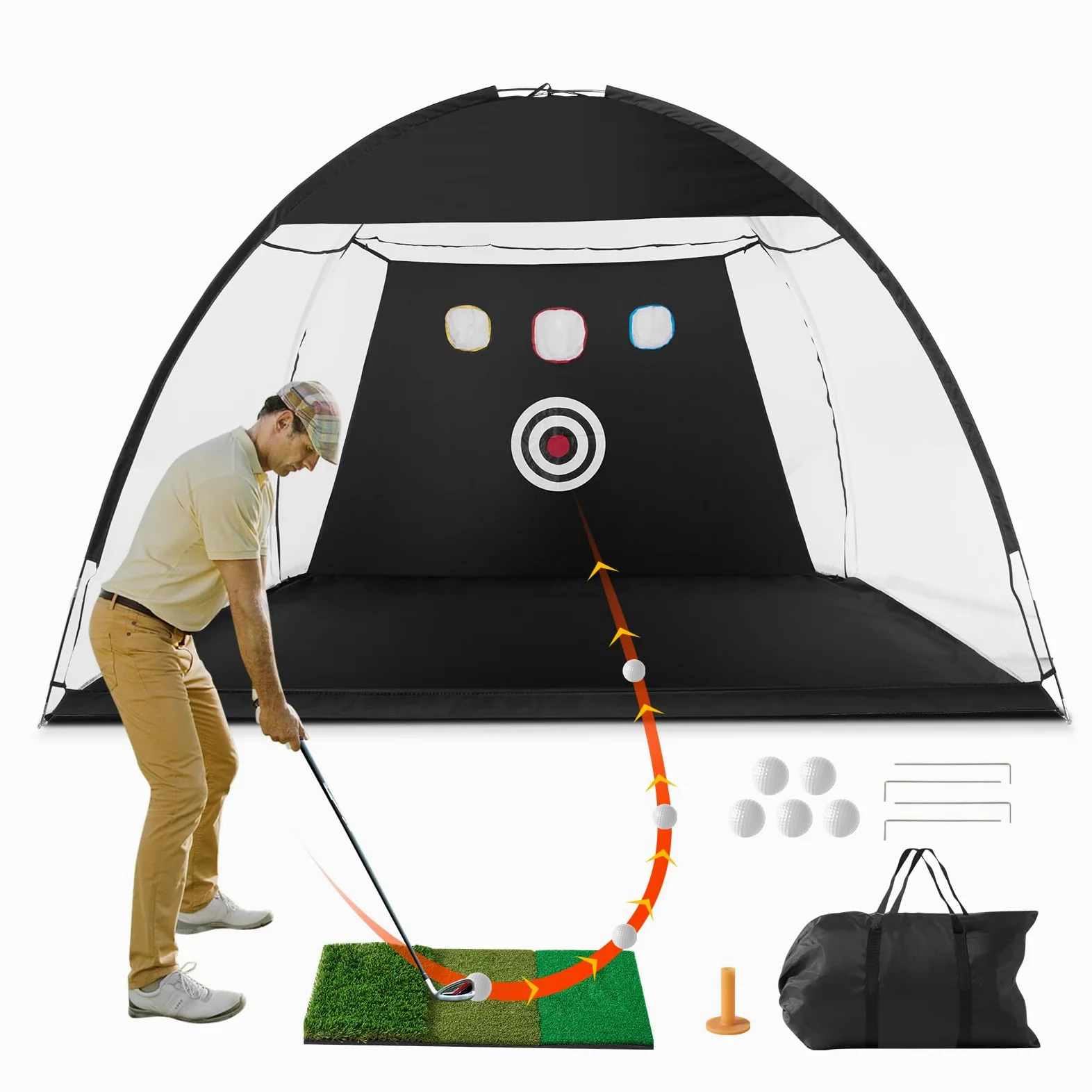 VEVOR Red de Golf, Todo en 1 de 3080 x 1850 x 1970 mm, Entrenamiento de Swing Exterior