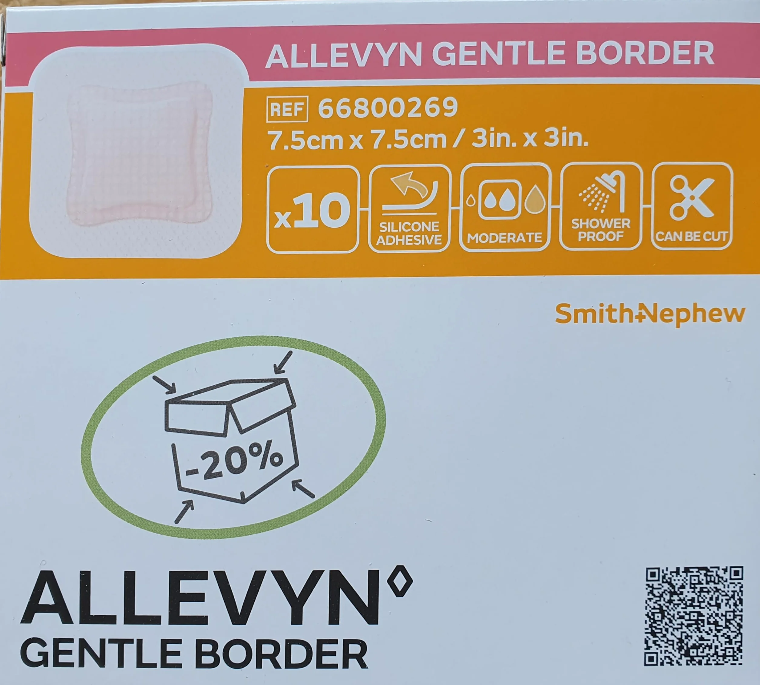 Allevyn 66800269 apósitos de espuma adhesiva borde suave 7,5 x 7,5 x 10 cm juego de 10