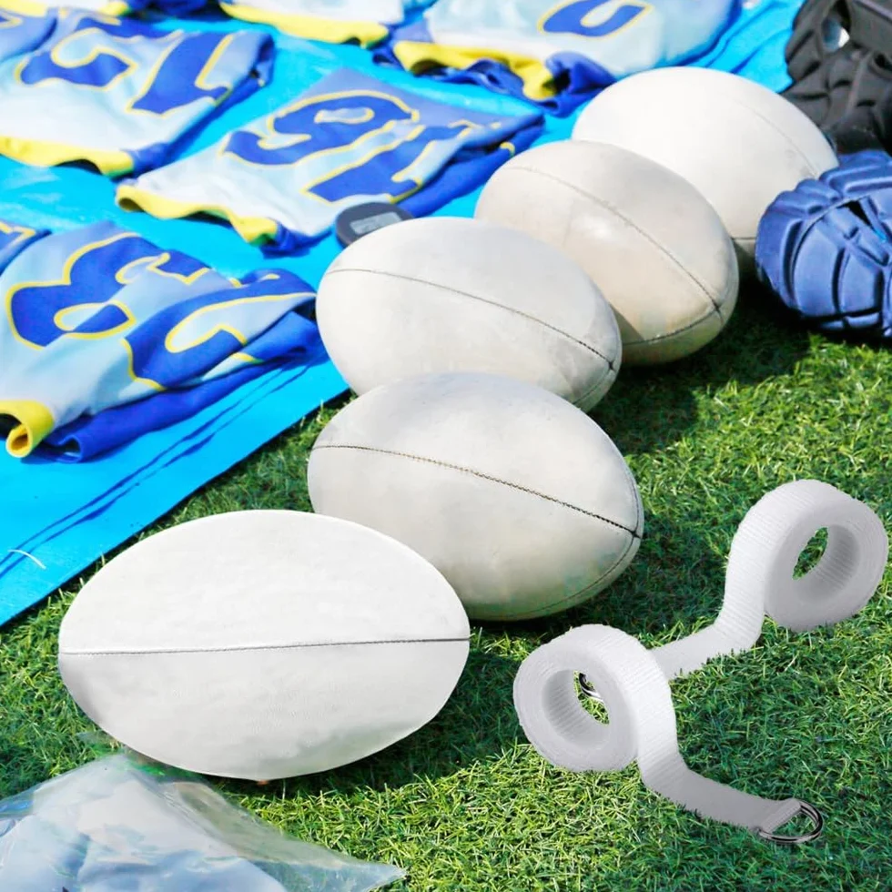 MiOYOOW 4PCS Web Fútbol Cinturón, 51 Pulgadas Blanco Cinturón D-Ring Cinturón para Hombres Mujeres Juegos Deportivos Ejercicios Juegos de Entrenamiento